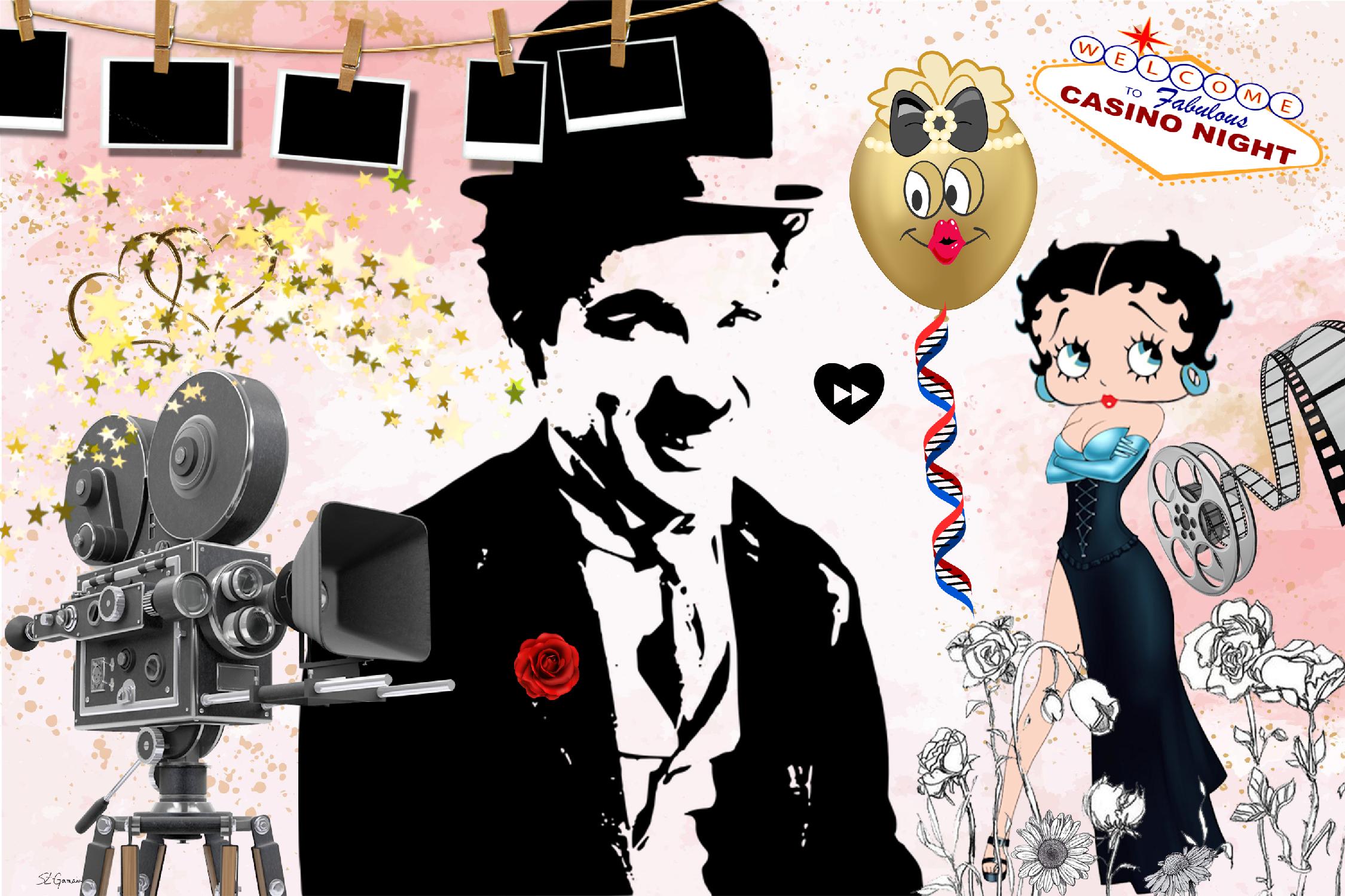 Charlot by Carole St-Germain on GIANT ART - pink digital charlie chaplin