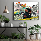 Urban Street by Carole St-Germain on GIANT ART - green digital motorcyclist