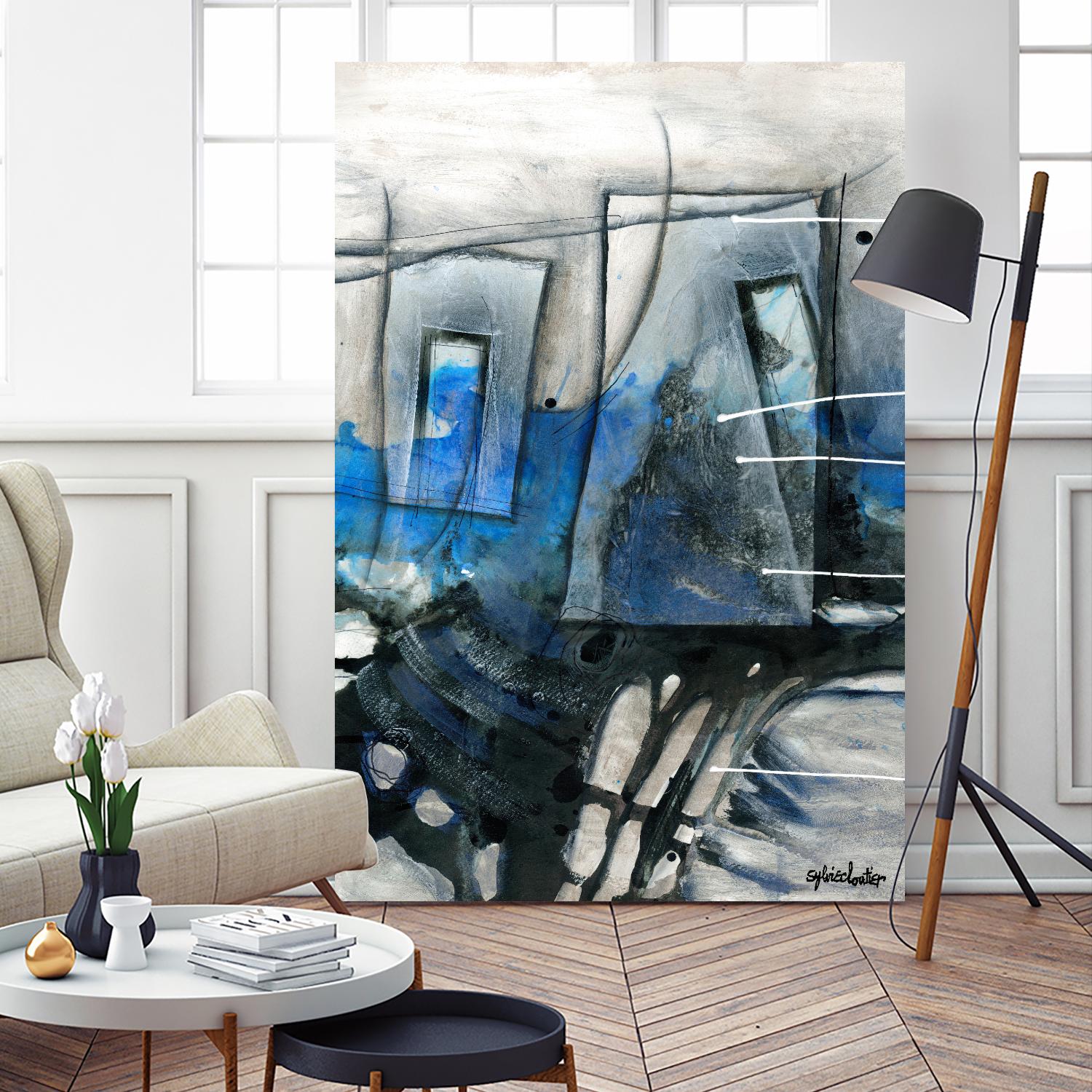 Chutes - T2 by Sylvie Cloutier on GIANT ART - grey abstract