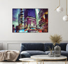 Painted City V by Jean-François Dupuis on GIANT ART - pink architecture new-york