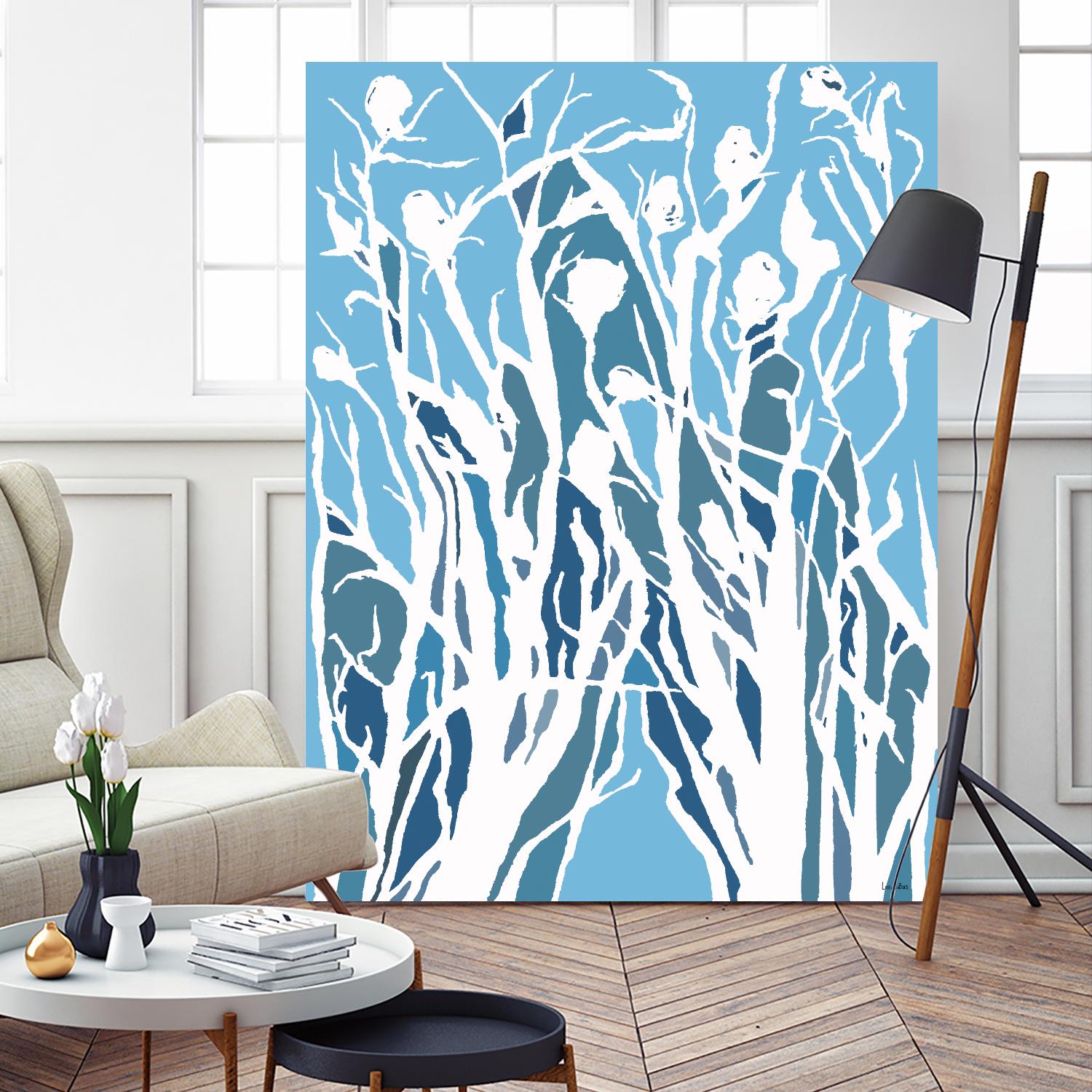 Vine and Dove - Shadow -27 by Lori Dubois on GIANT ART - blue linear grass