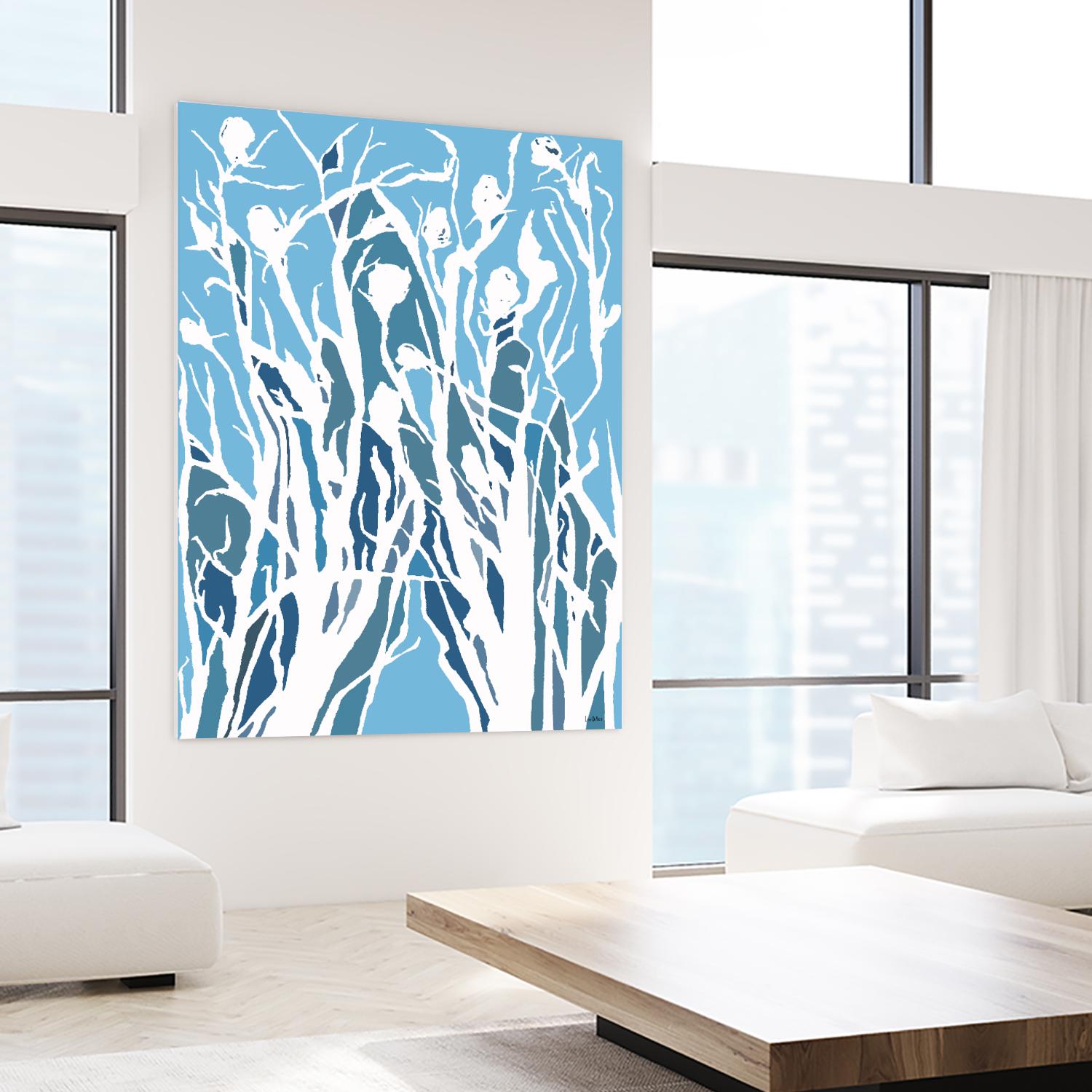 Vine and Dove - Shadow -27 by Lori Dubois on GIANT ART - blue linear grass