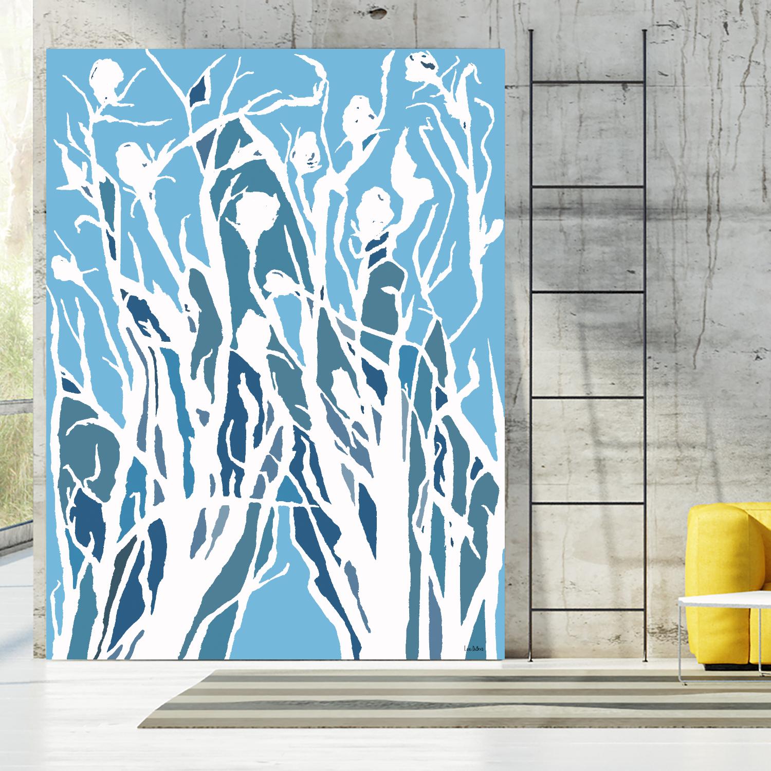 Vine and Dove - Shadow -27 by Lori Dubois on GIANT ART - blue linear grass