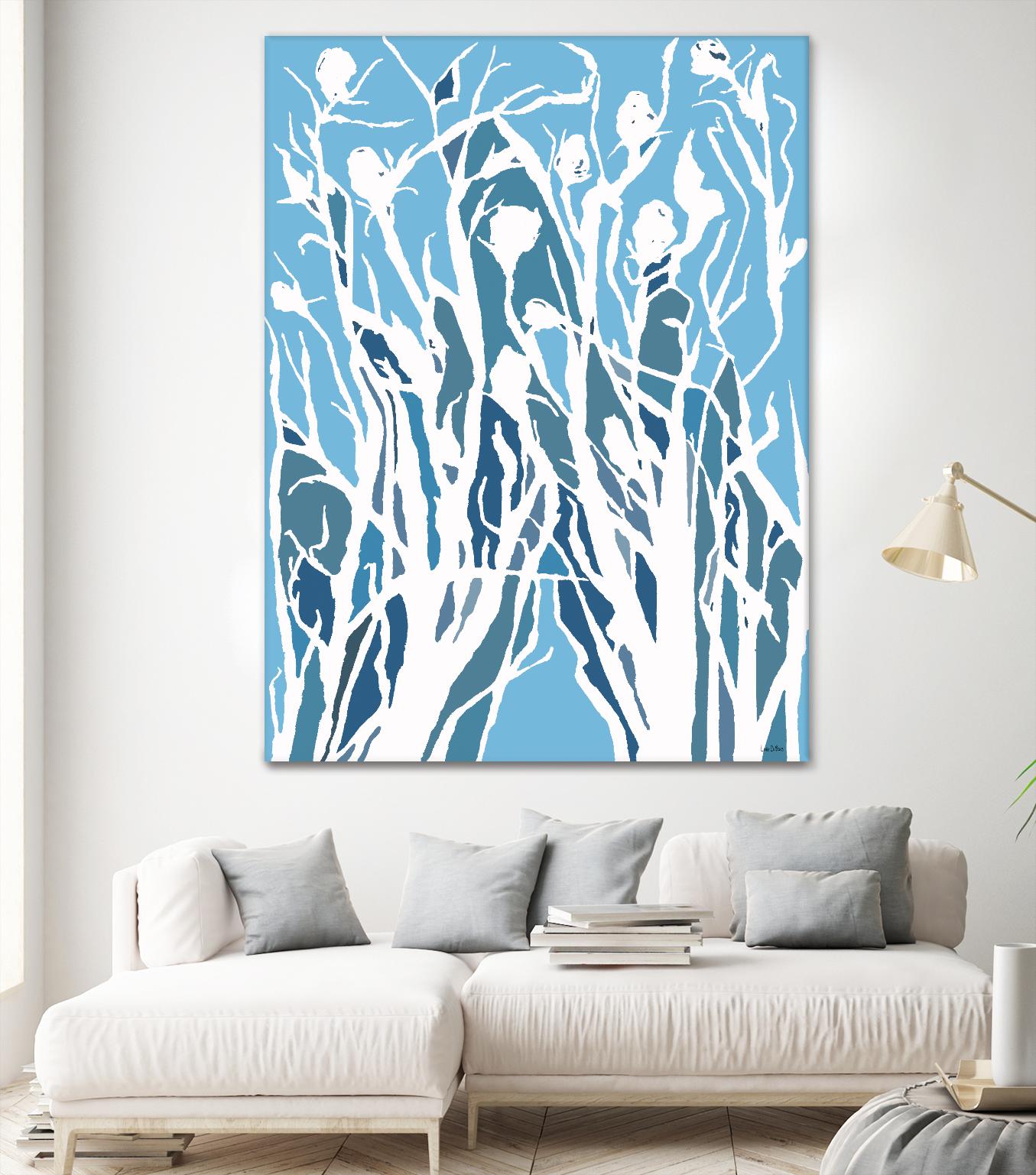 Vine and Dove - Shadow -27 by Lori Dubois on GIANT ART - blue linear grass