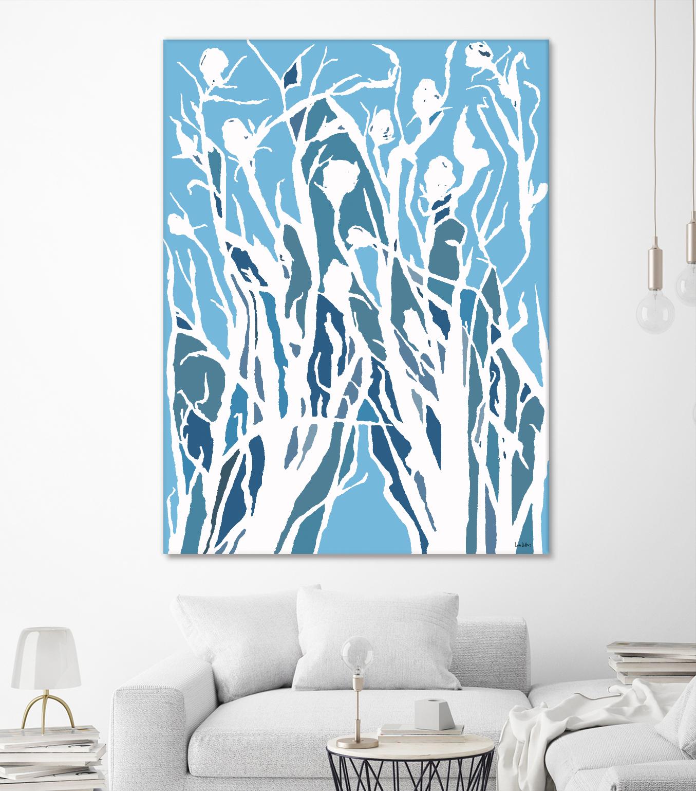 Vine and Dove - Shadow -27 by Lori Dubois on GIANT ART - blue linear grass