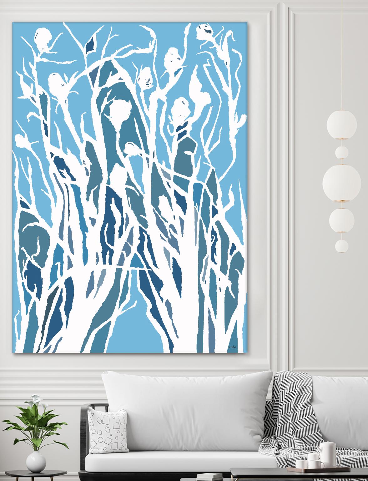 Vine and Dove - Shadow -27 by Lori Dubois on GIANT ART - blue linear grass