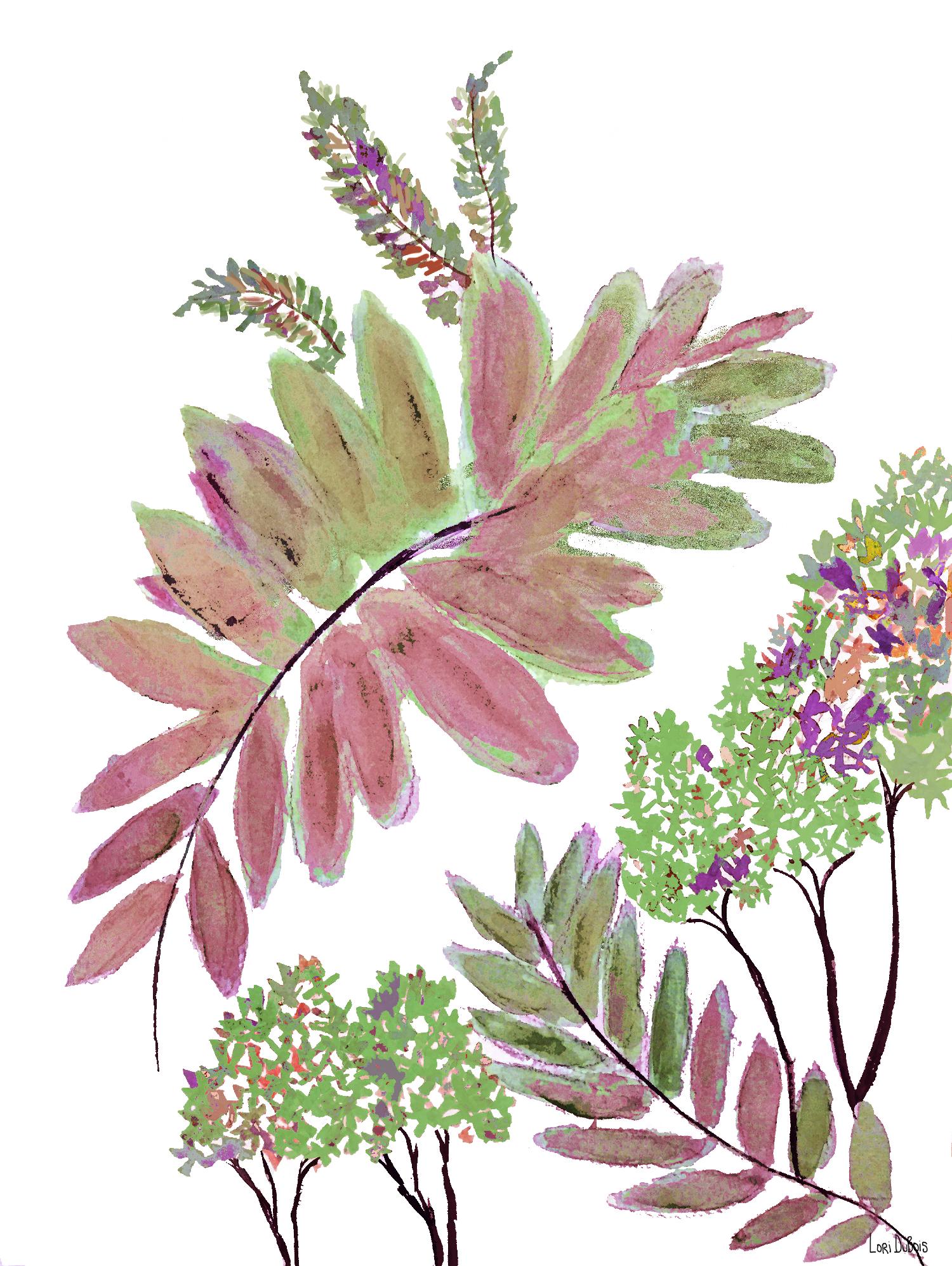 Mimosa - Magenta - 13 by Lori Dubois on GIANT ART - pink botanical leaves