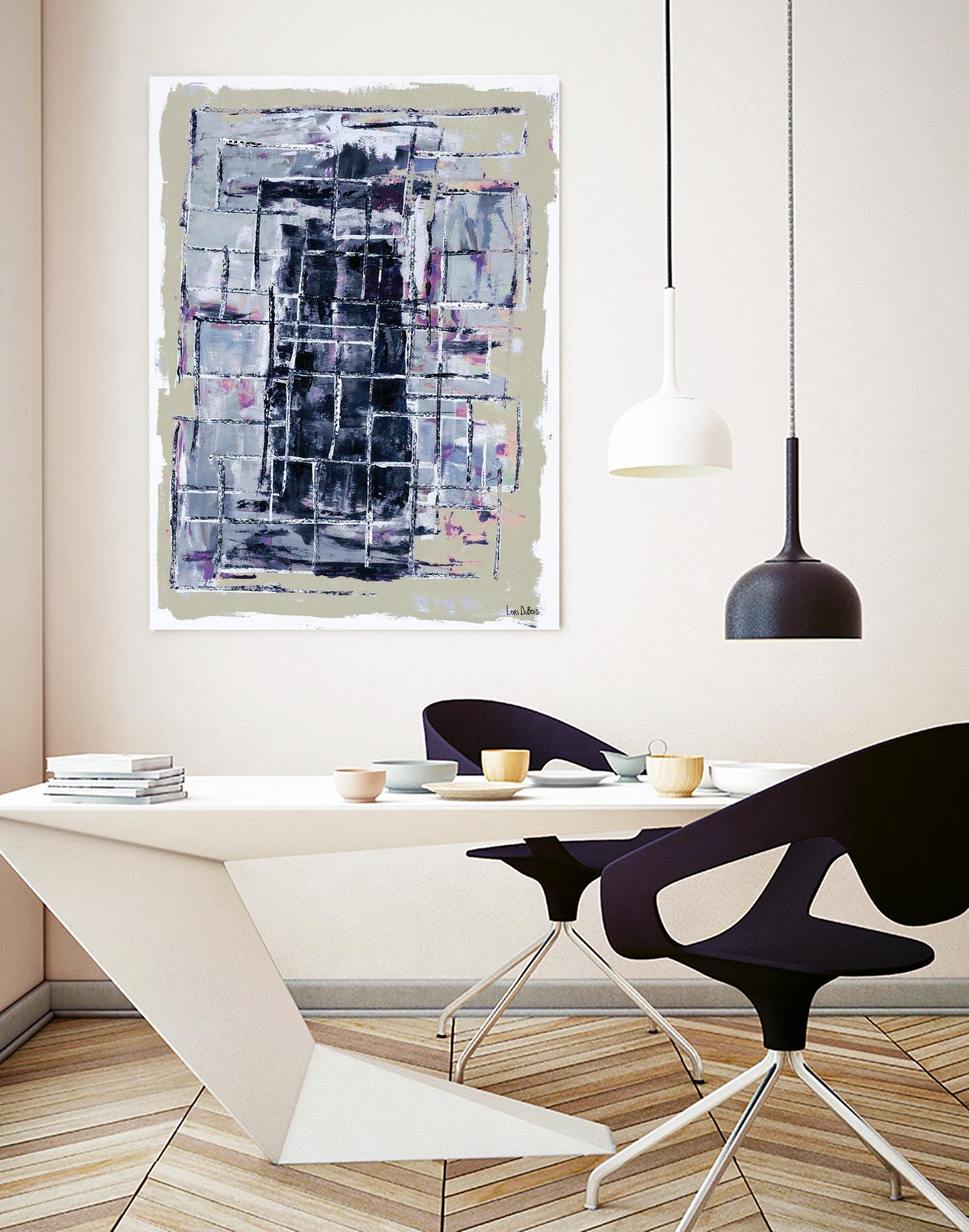 Gates – Neutral Navy - 1 by Lori Dubois on GIANT ART - black linear