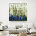 Weave -Blue Gold -C - 2 by Lori Dubois on GIANT ART - blue linear lignes