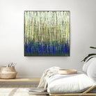 Weave -Blue Gold -C - 2 by Lori Dubois on GIANT ART - blue linear lignes