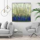Weave -Blue Gold -C - 2 by Lori Dubois on GIANT ART - blue linear lignes