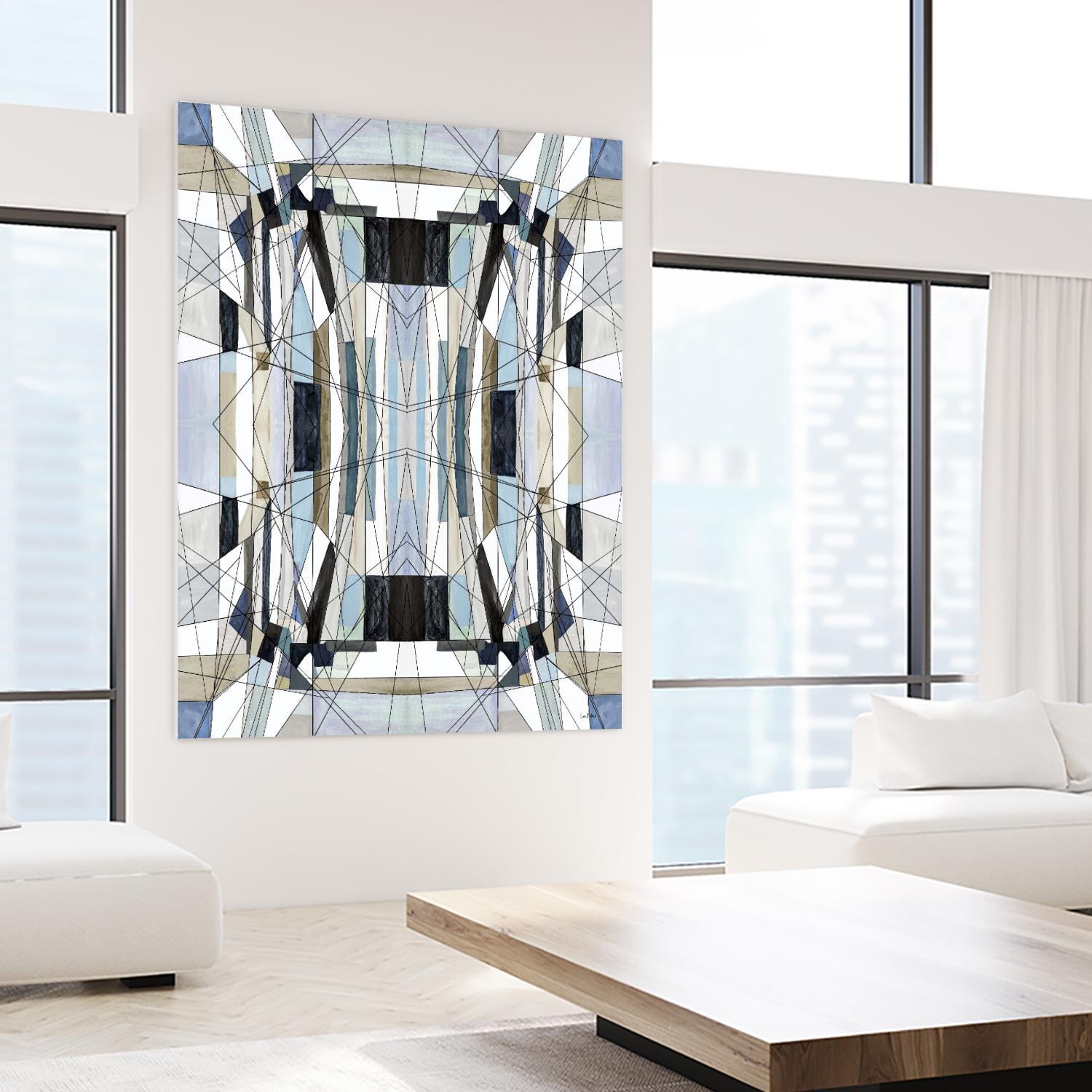 Flagship by Lori Dubois on GIANT ART - blue linear angled black lines