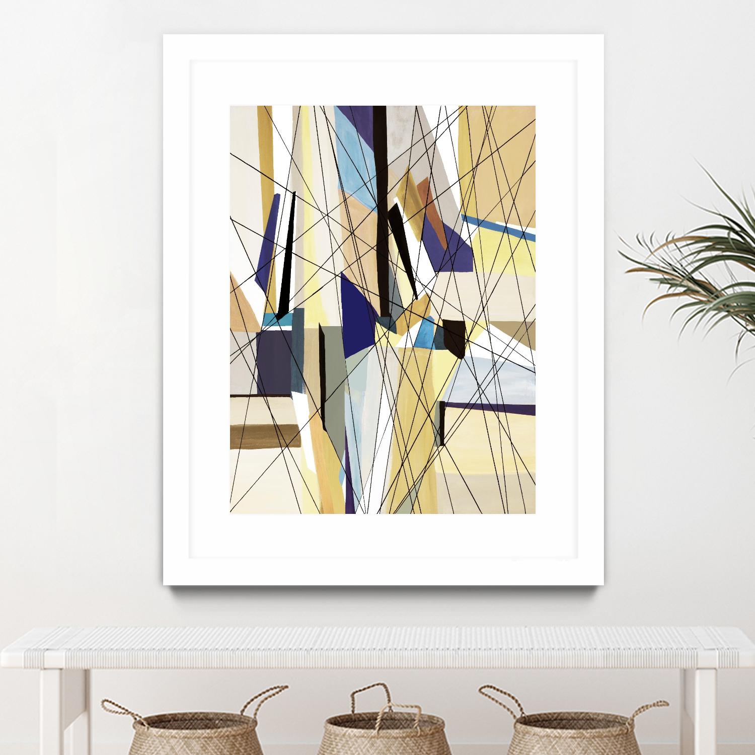 SeaCruise by Lori Dubois on GIANT ART - beige geometric shapes angled black lines