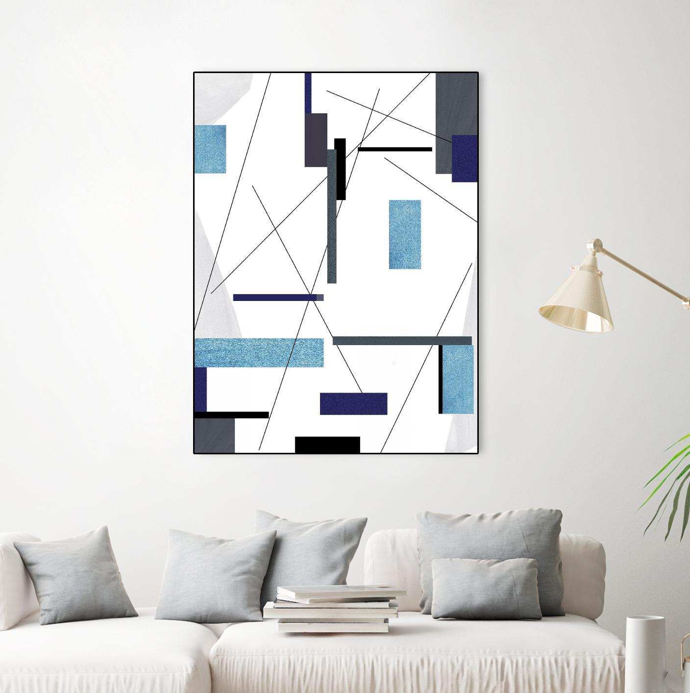 AvantGarde by Lori Dubois on GIANT ART - blue linear grays