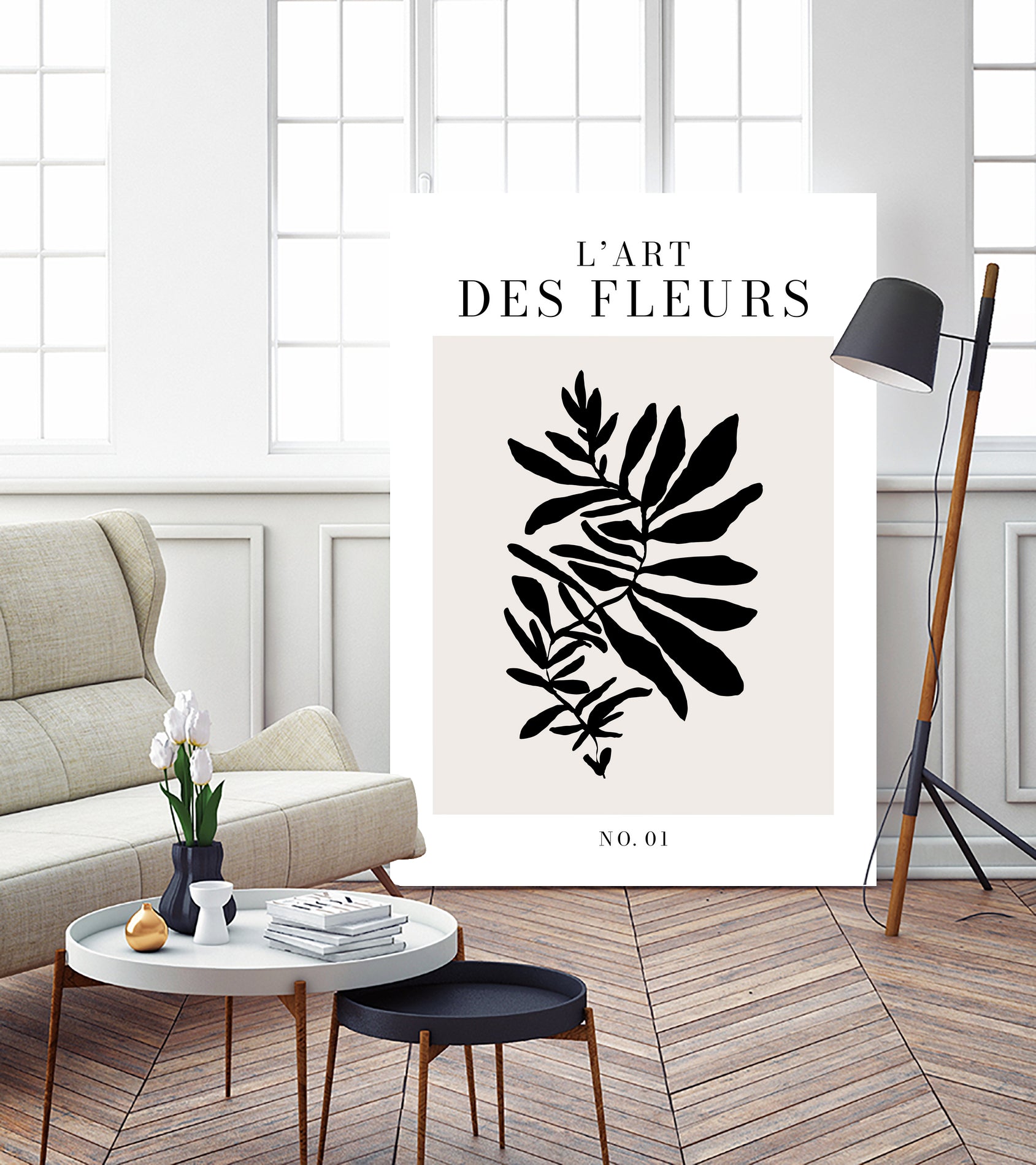 L'art des fleurs by M Studio on GIANT ART - beige flowers