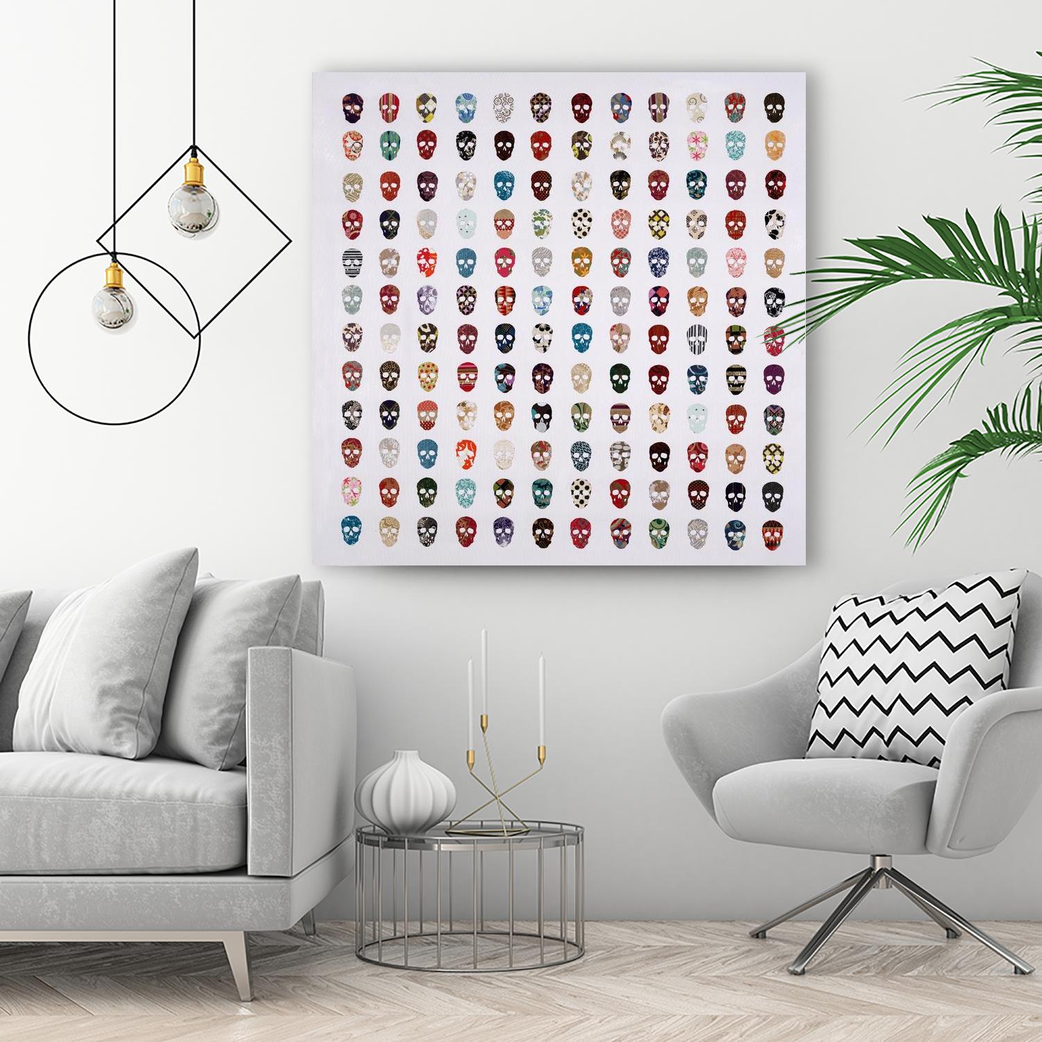 Gorgeous Crowd by Daleno Art on GIANT ART - red patterns sculls