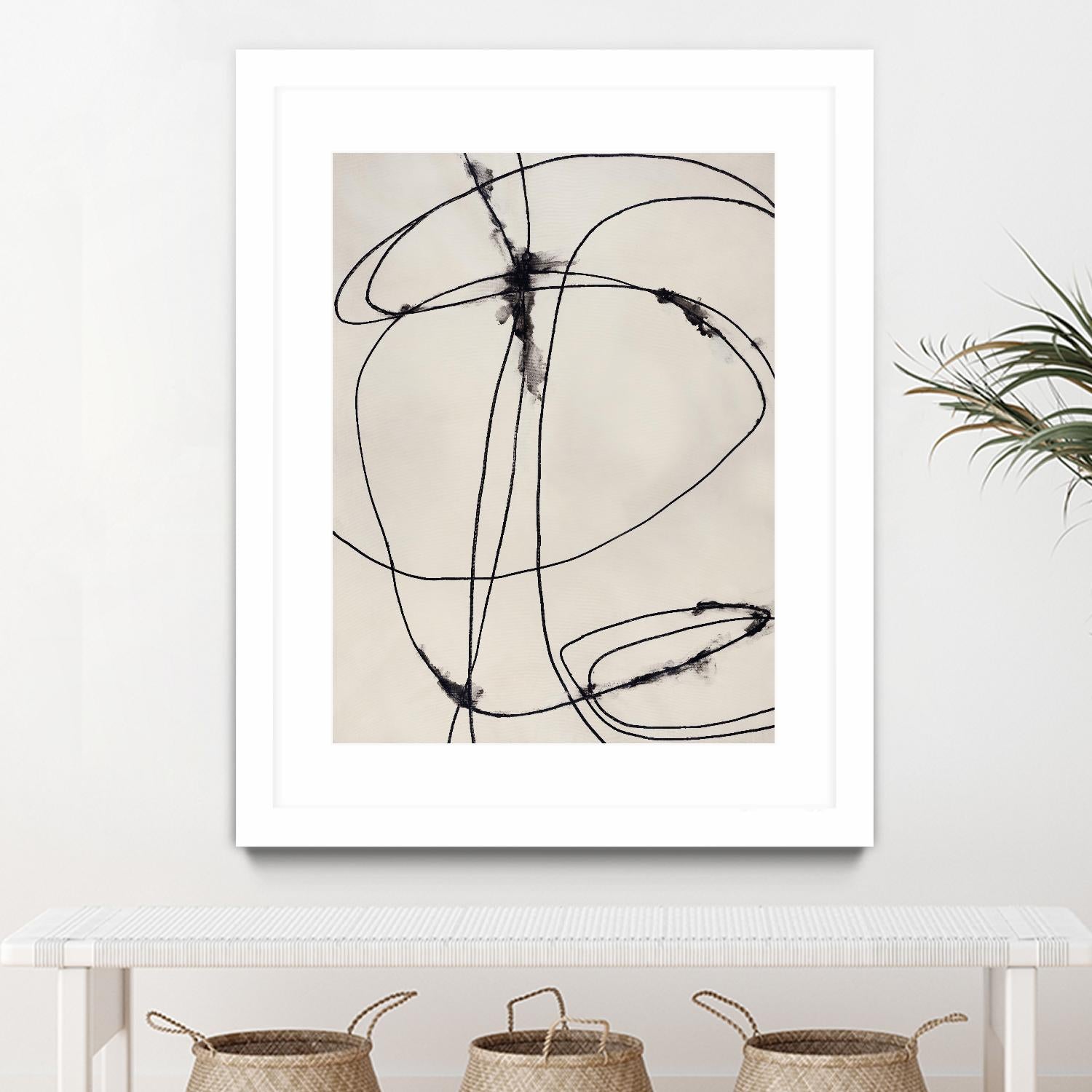 Tangled Ties by Daleno Art on GIANT ART - beige black & white abstrait 