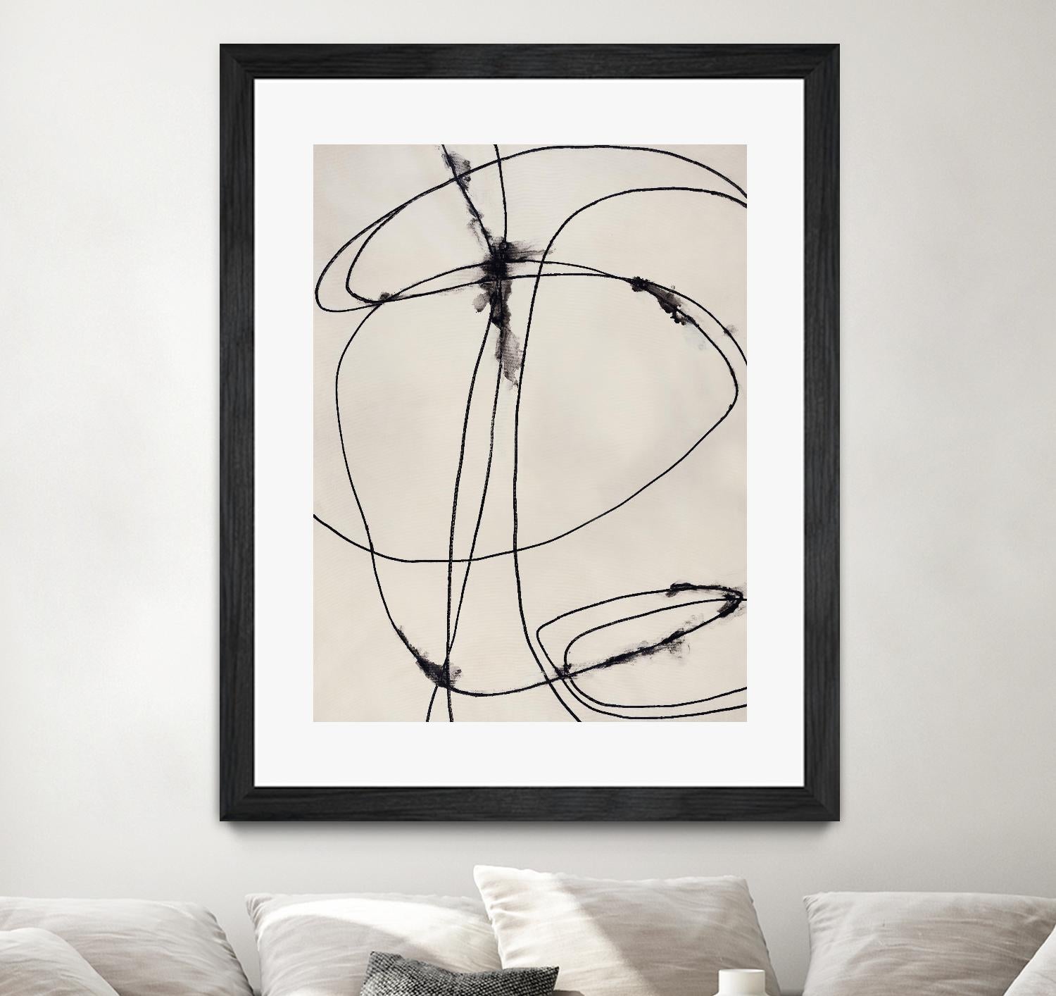 Tangled Ties by Daleno Art on GIANT ART - beige black & white abstrait 