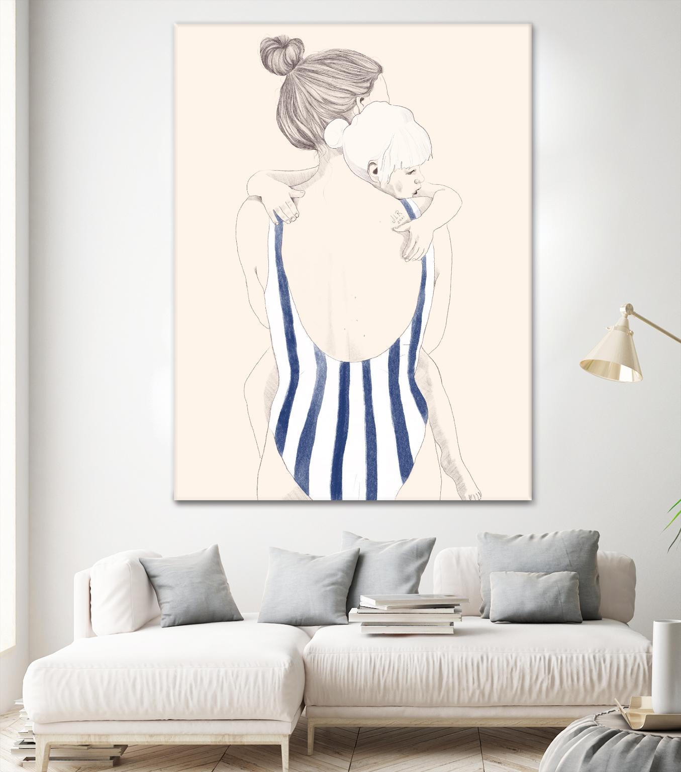 Daughter by Jenny Liz Rome on GIANT ART - blue figurative stripes