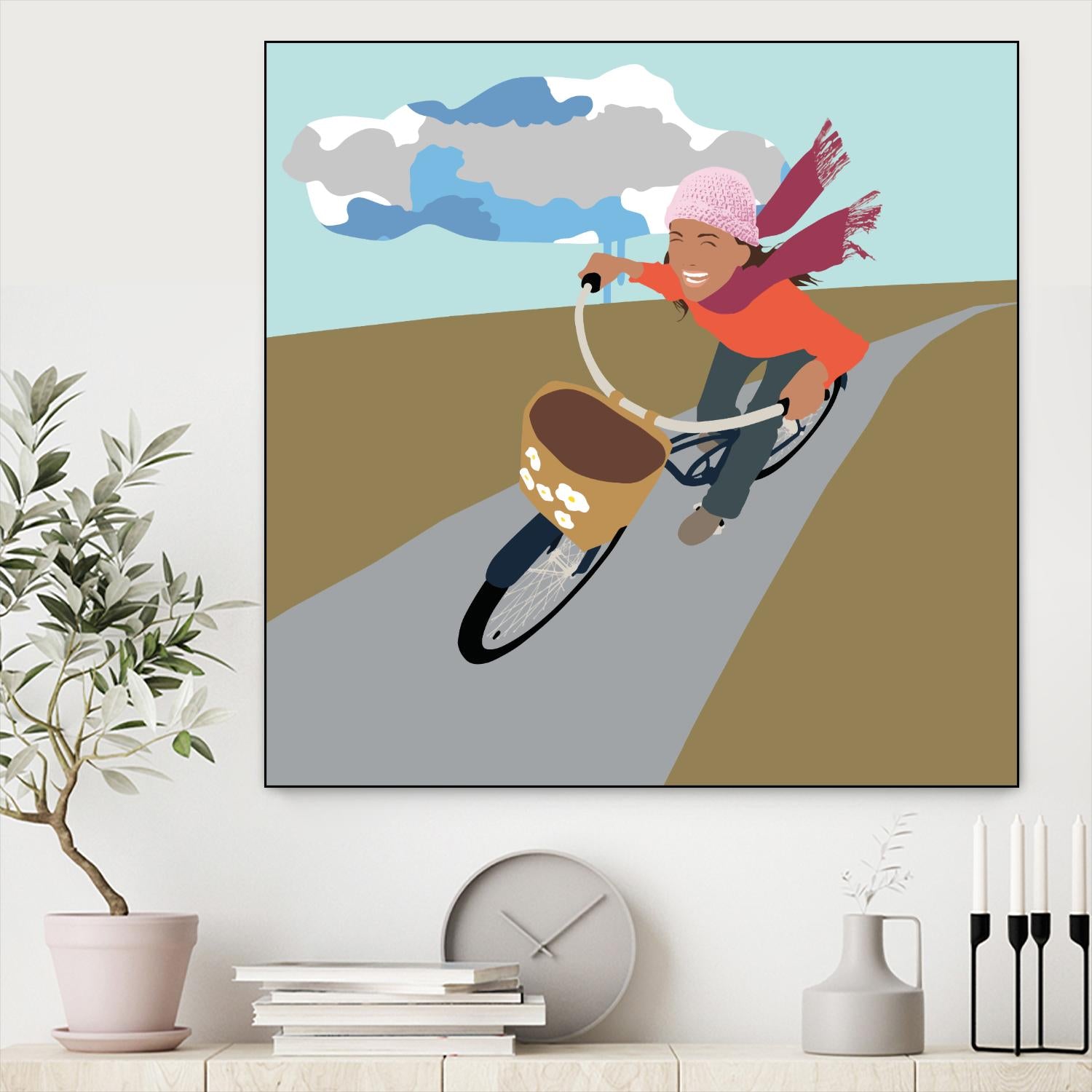 Cloud Girl on Bike by Eric Scheib on GIANT ART - grey contemporary