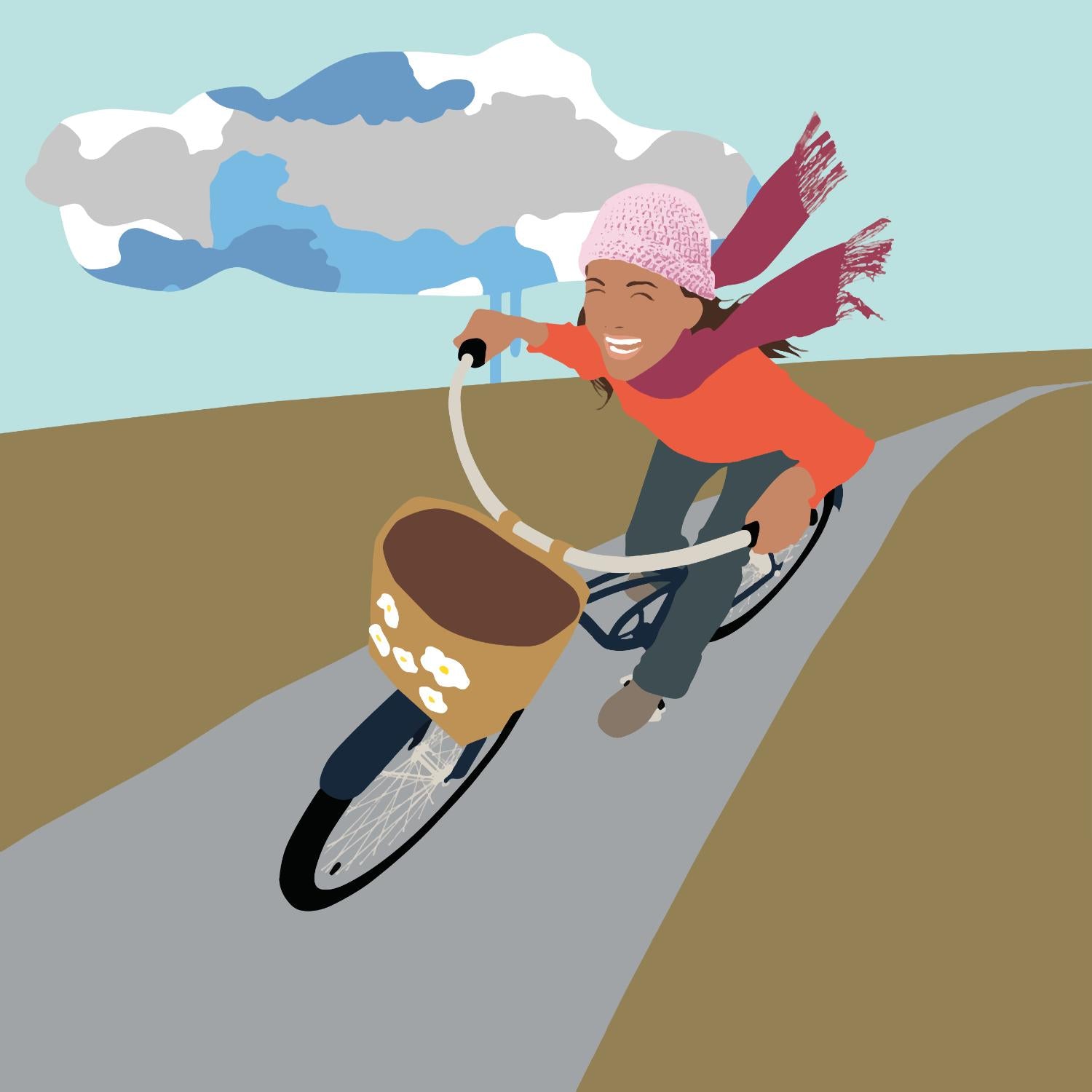 Cloud Girl on Bike by Eric Scheib on GIANT ART - grey contemporary