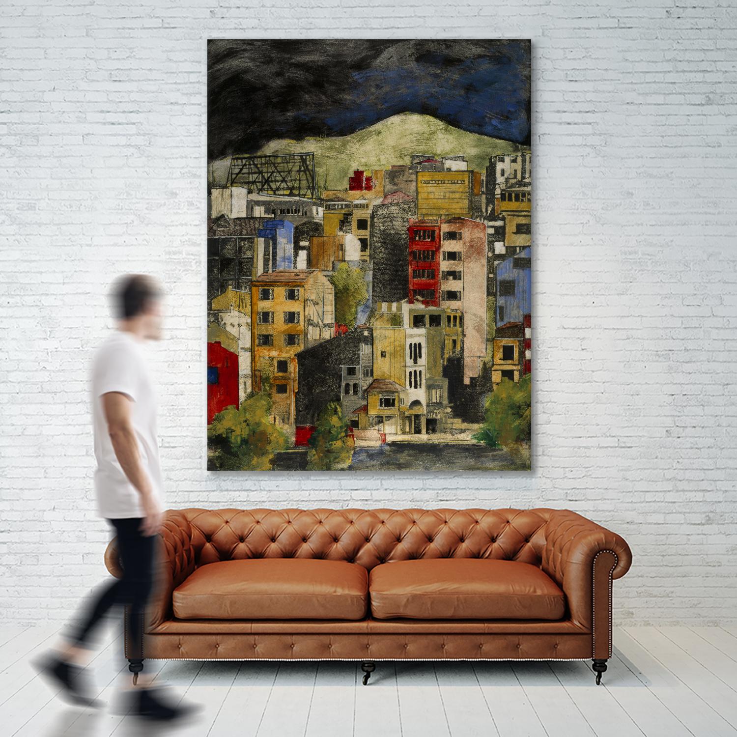 Urbana 2 by Susan Gillette on GIANT ART - beige city scene