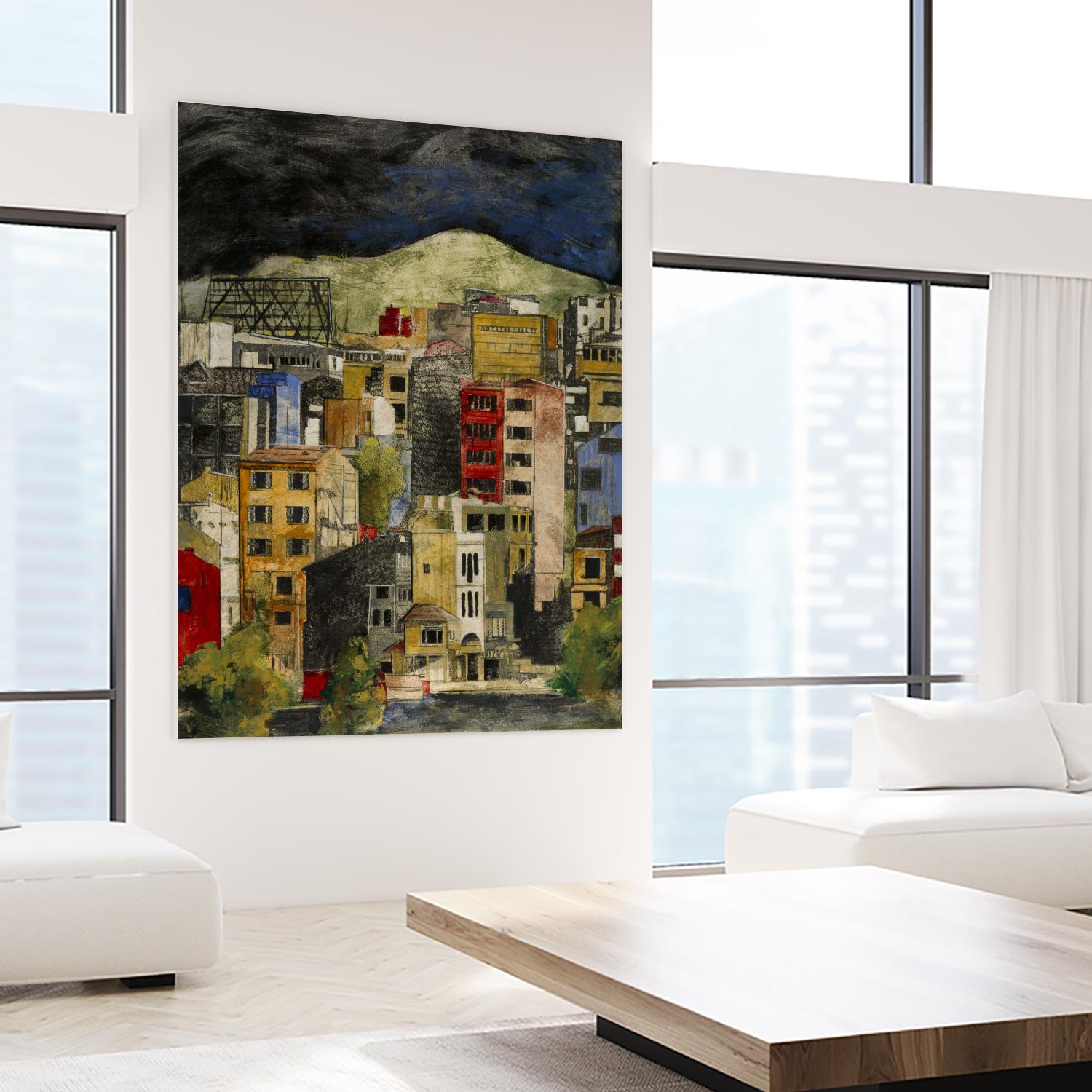 Urbana 2 by Susan Gillette on GIANT ART - beige city scene