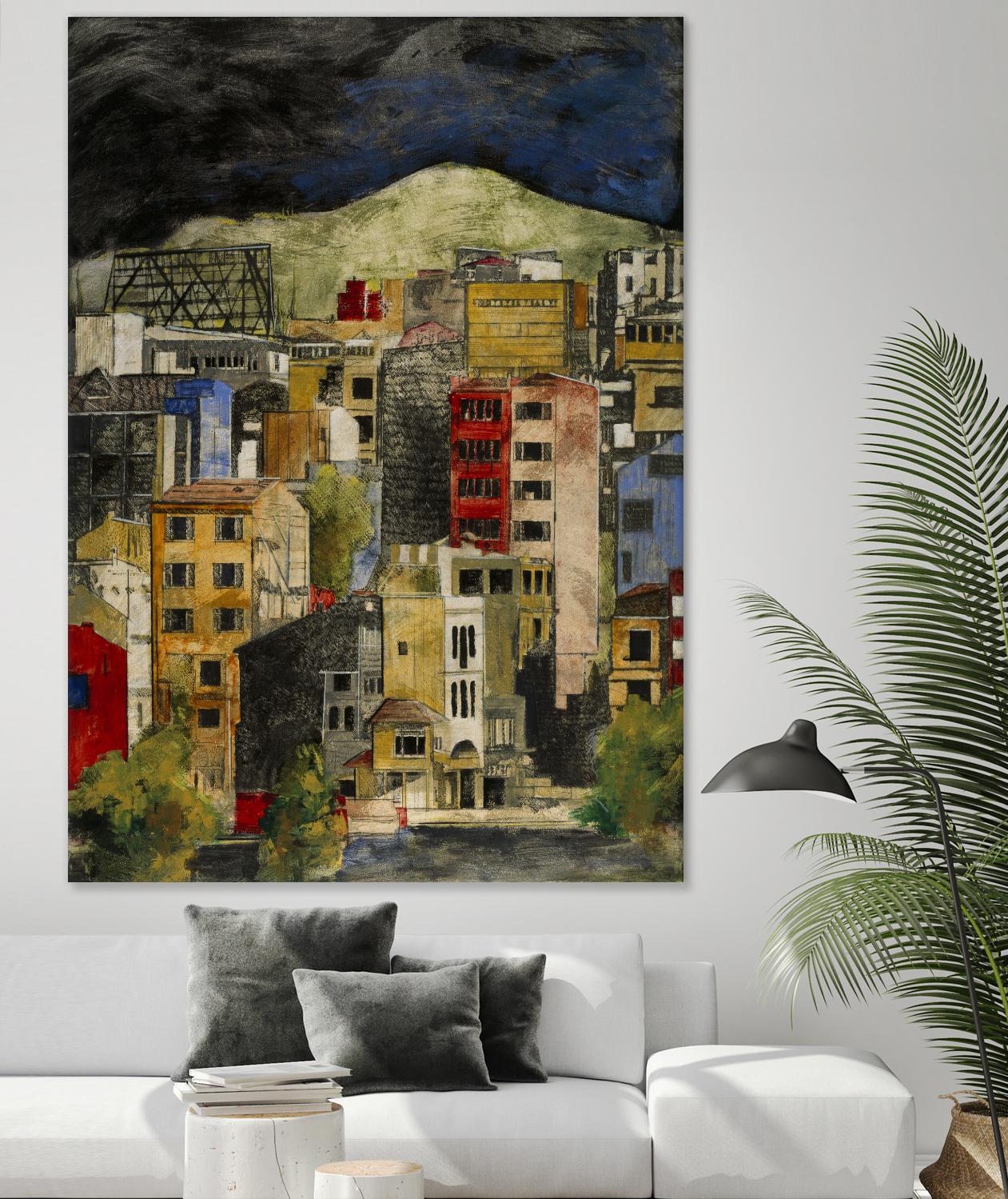 Urbana 2 by Susan Gillette on GIANT ART - beige city scene