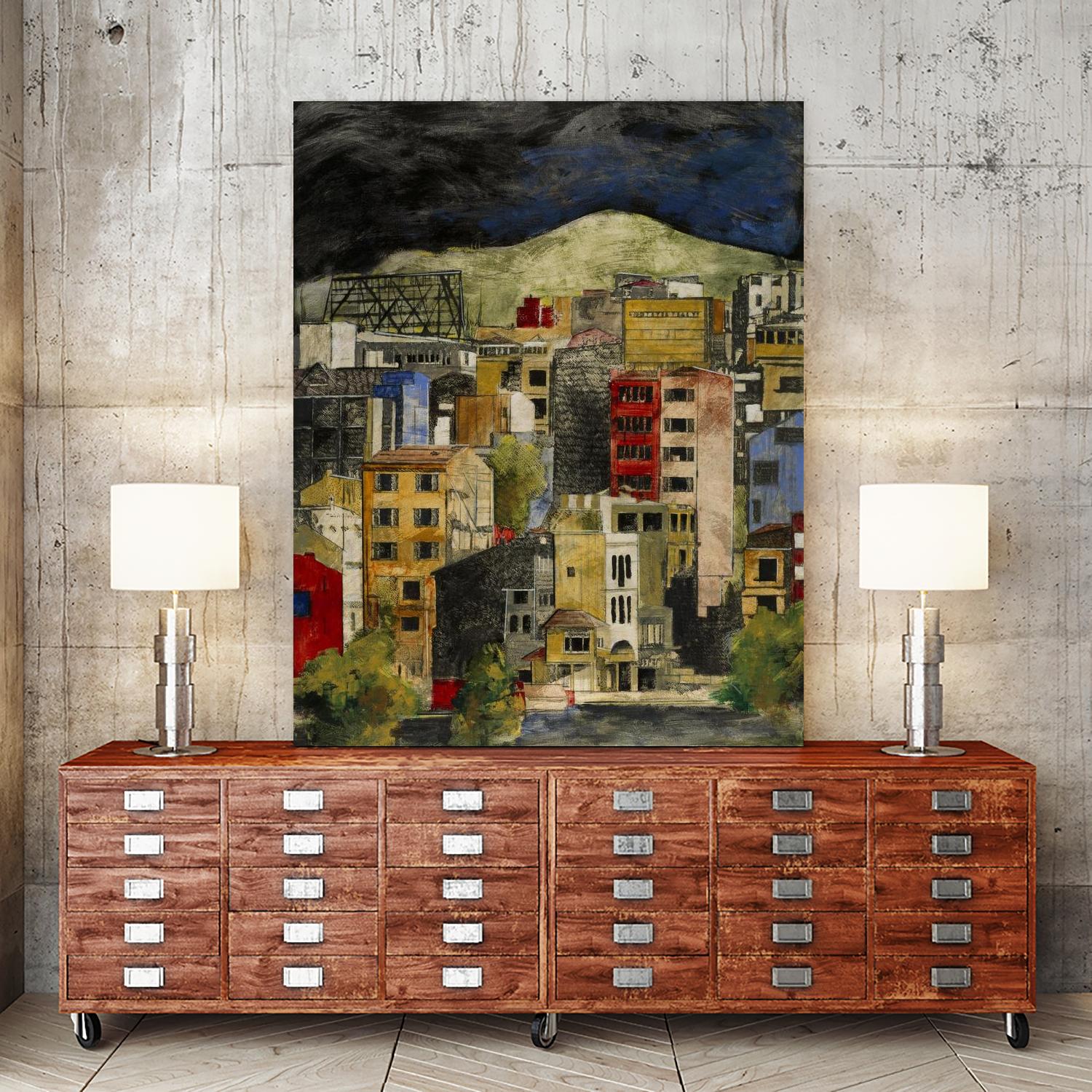 Urbana 2 by Susan Gillette on GIANT ART - beige city scene