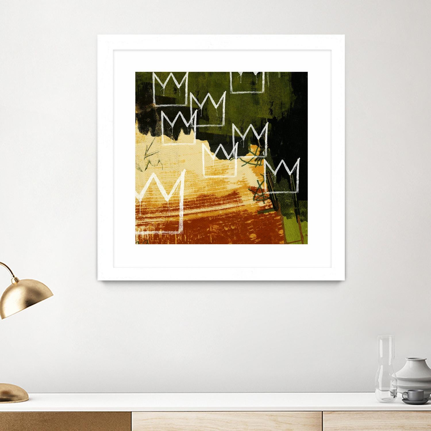 Graffiti Crowns C by Tracy Hiner on GIANT ART - orange contemporary