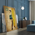 Pinup Girl Surfing by GI ArtLab on GIANT ART - yellow vintage