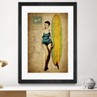 Pinup Girl Surfing by GI ArtLab on GIANT ART - yellow vintage