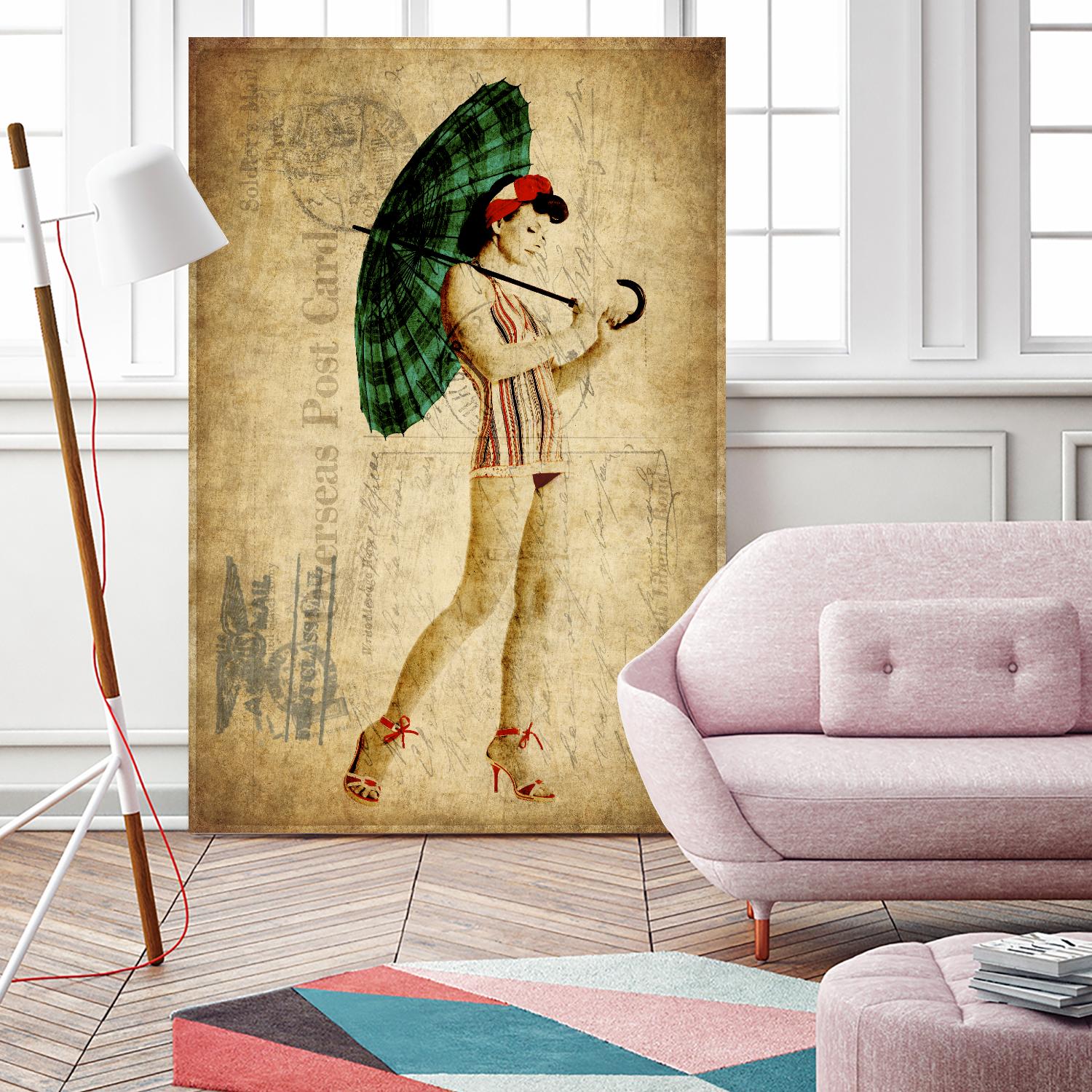 Pinup Girl in the Shade by GI ArtLab on GIANT ART - green vintage