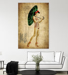 Pinup Girl in the Shade by GI ArtLab on GIANT ART - green vintage