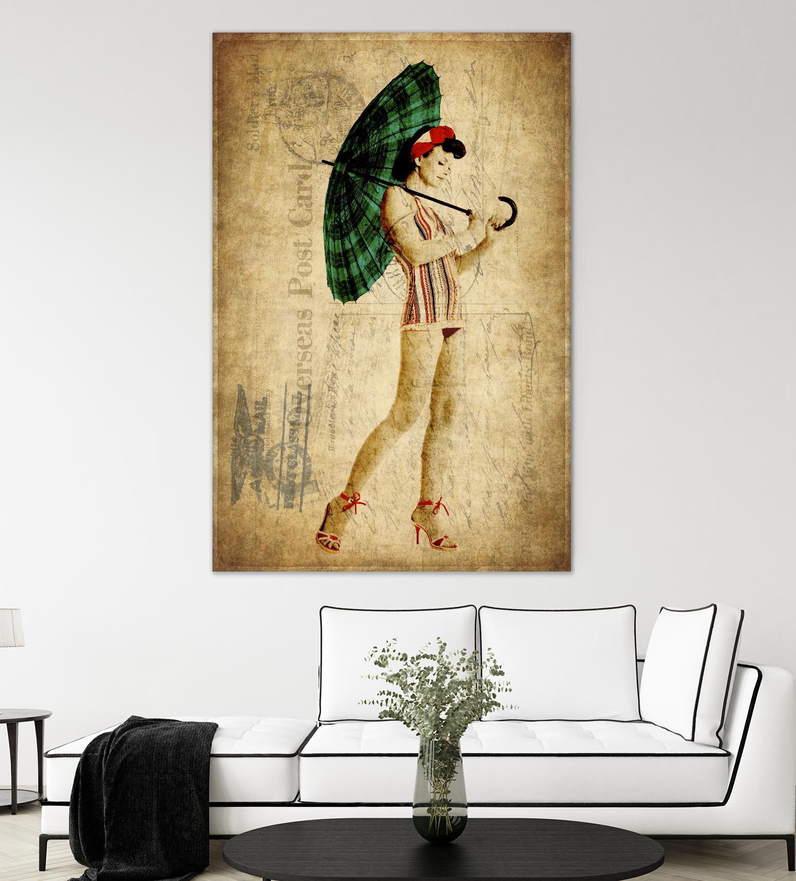 Pinup Girl in the Shade by GI ArtLab on GIANT ART - green vintage