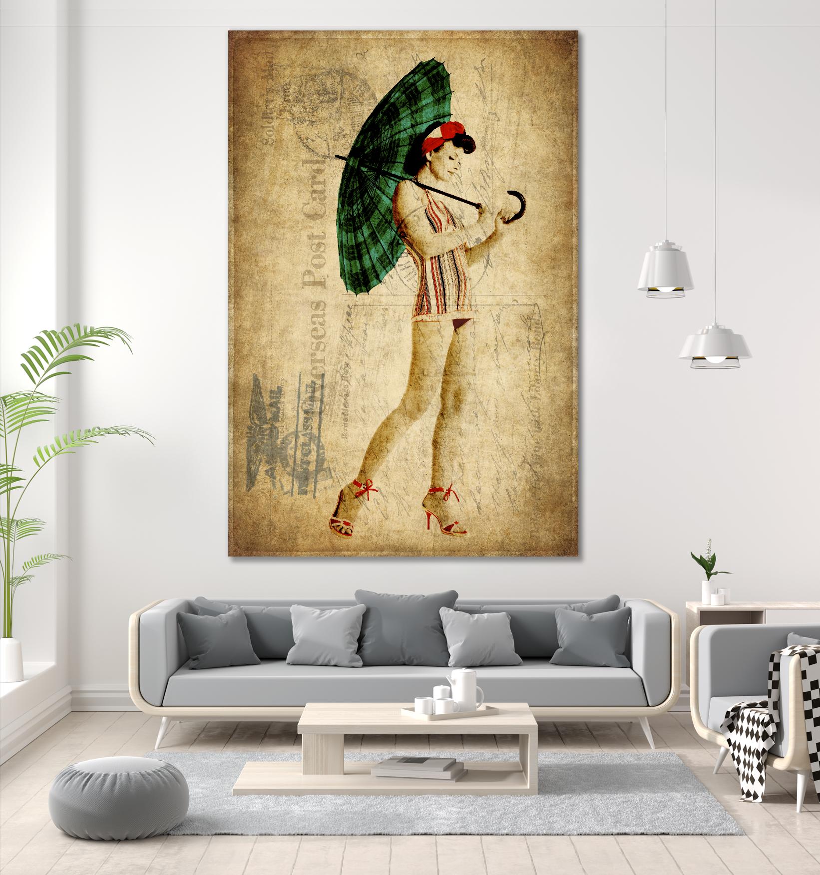 Pinup Girl in the Shade by GI ArtLab on GIANT ART - green vintage