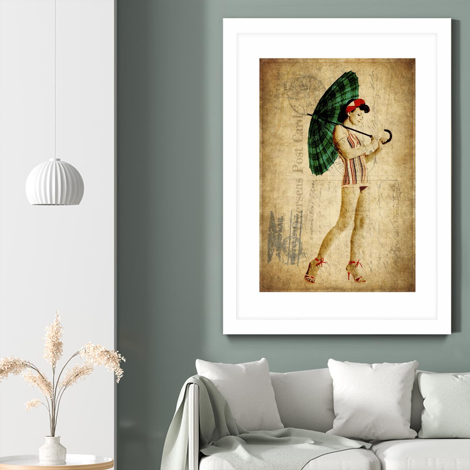 Pinup Girl in the Shade by GI ArtLab on GIANT ART - green vintage