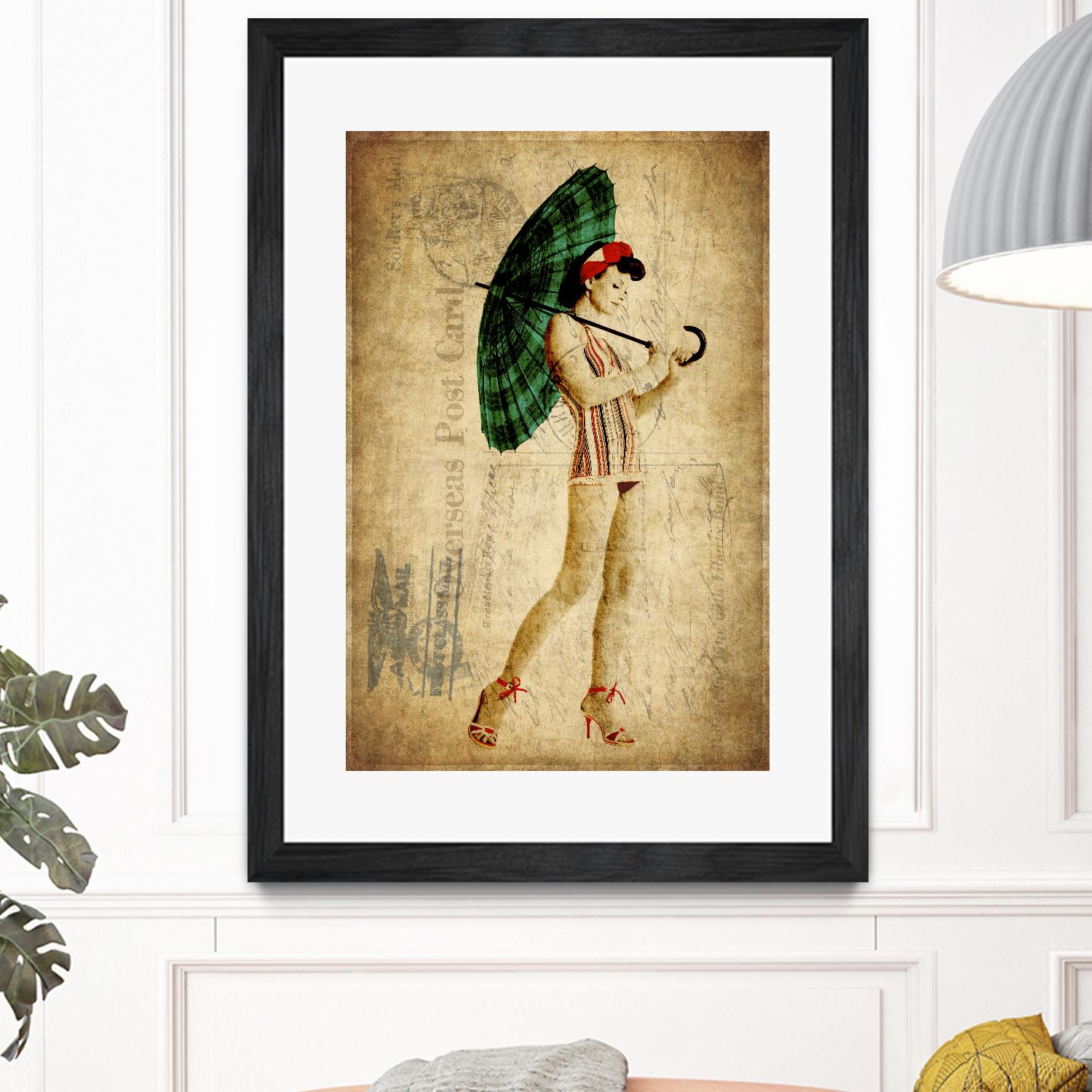 Pinup Girl in the Shade by GI ArtLab on GIANT ART - green vintage