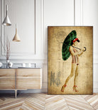 Pinup Girl in the Shade by GI ArtLab on GIANT ART - green vintage