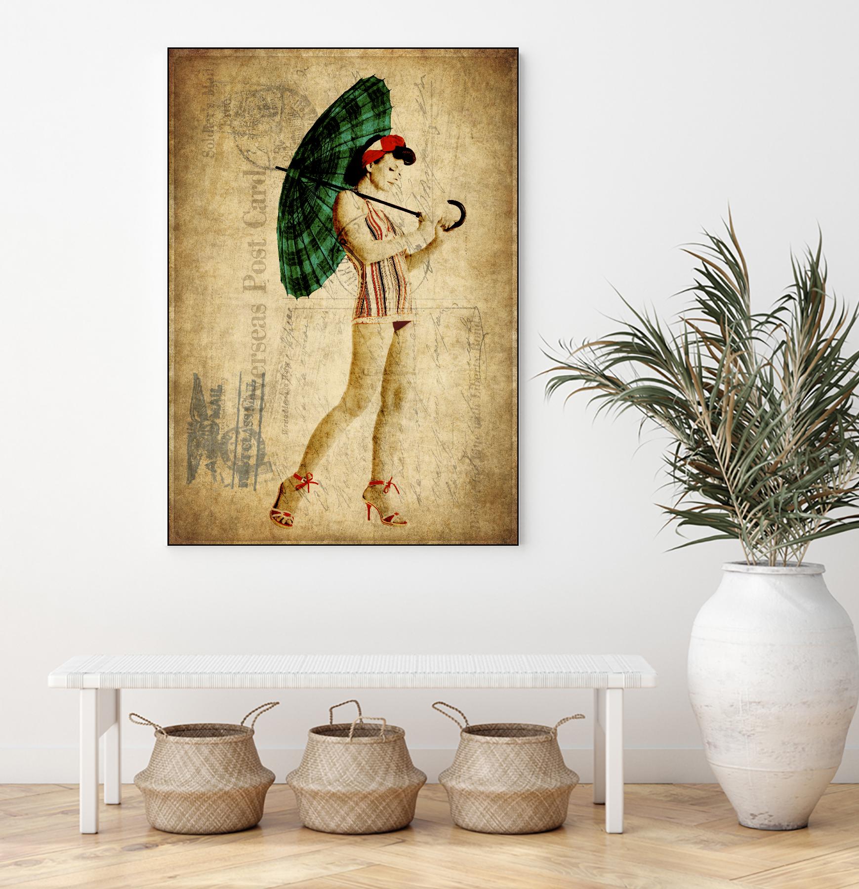 Pinup Girl in the Shade by GI ArtLab on GIANT ART - green vintage