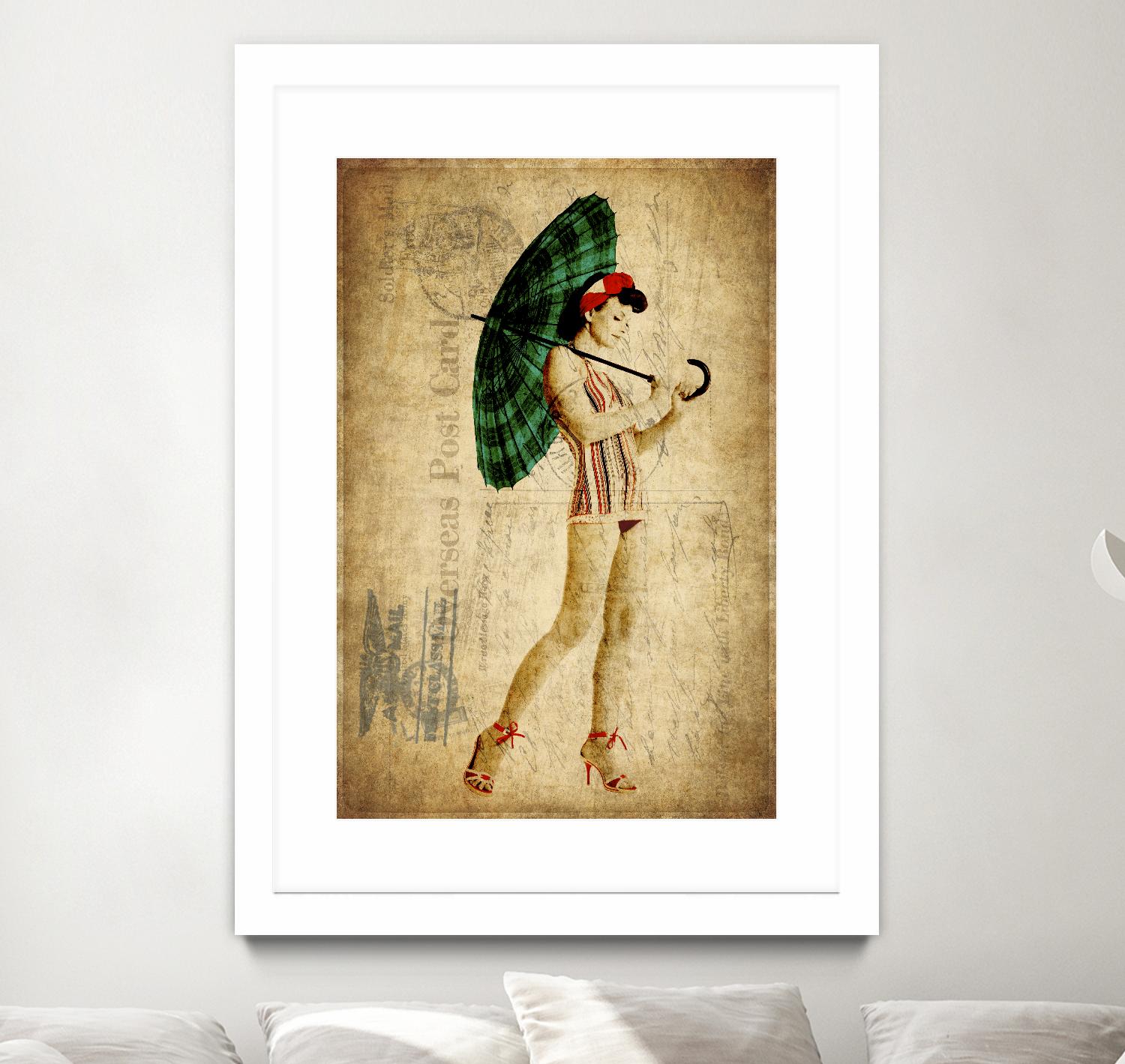 Pinup Girl in the Shade by GI ArtLab on GIANT ART - green vintage