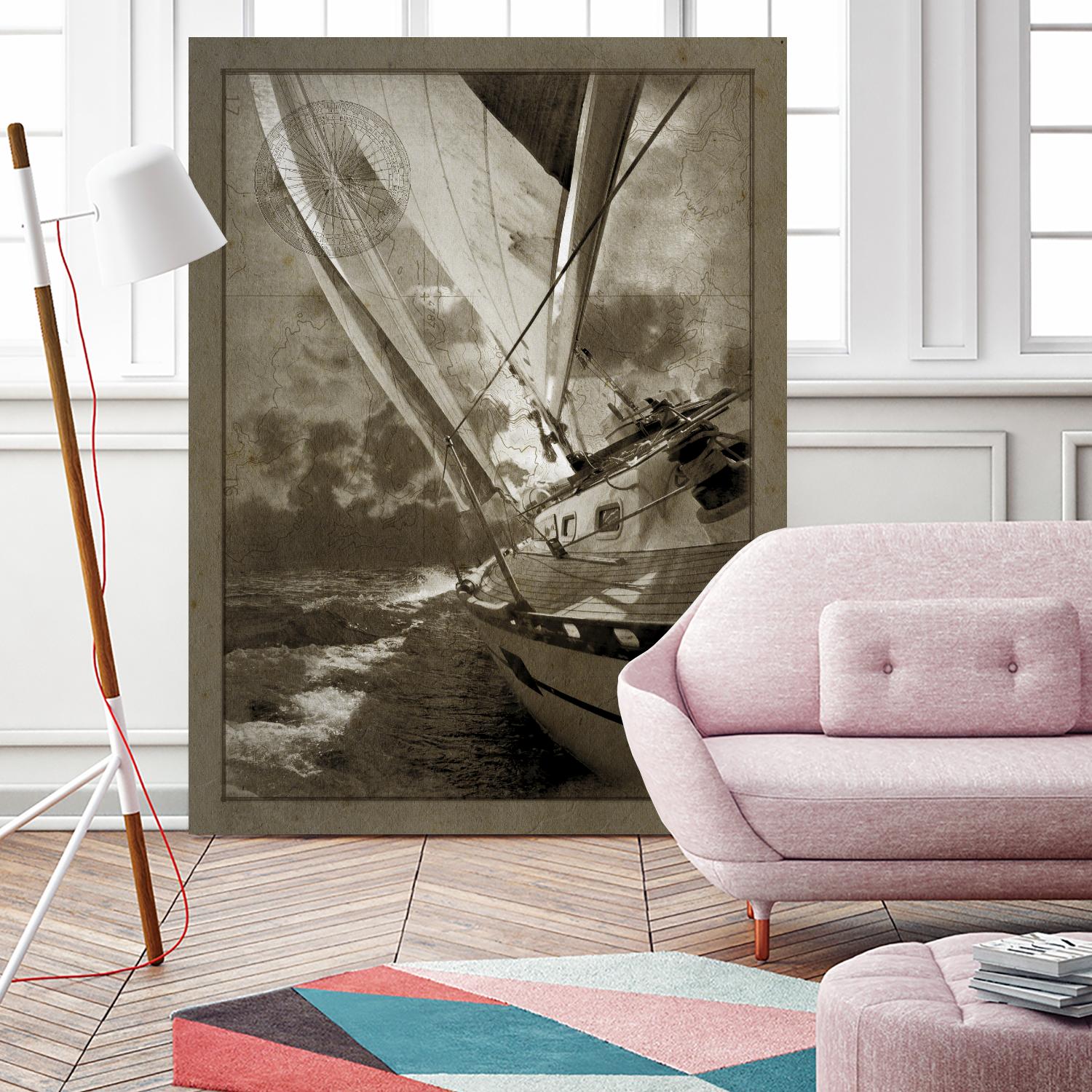 Sailing in Sepia A by GI ArtLab on GIANT ART - brown nautical