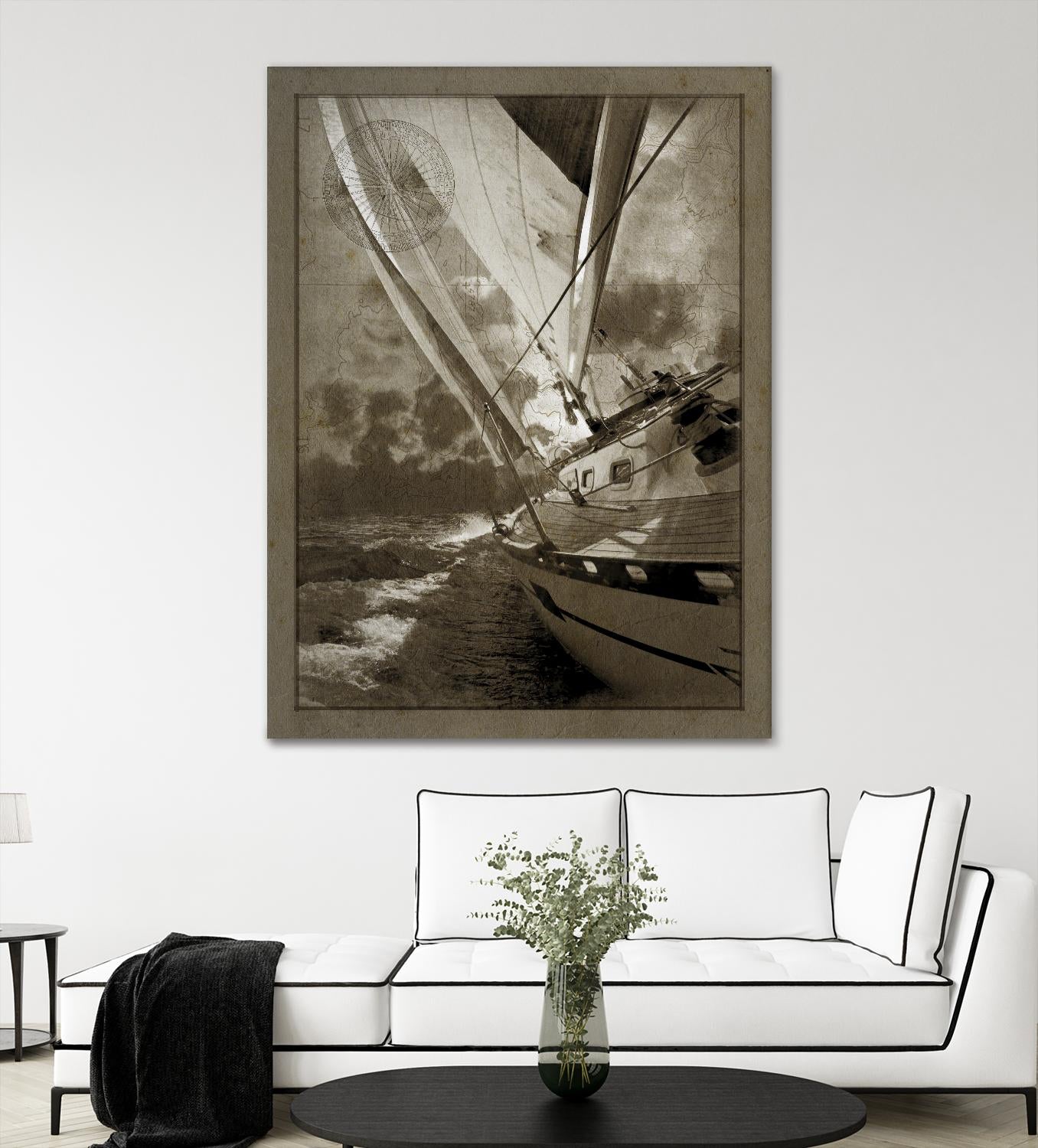 Sailing in Sepia A by GI ArtLab on GIANT ART - brown nautical