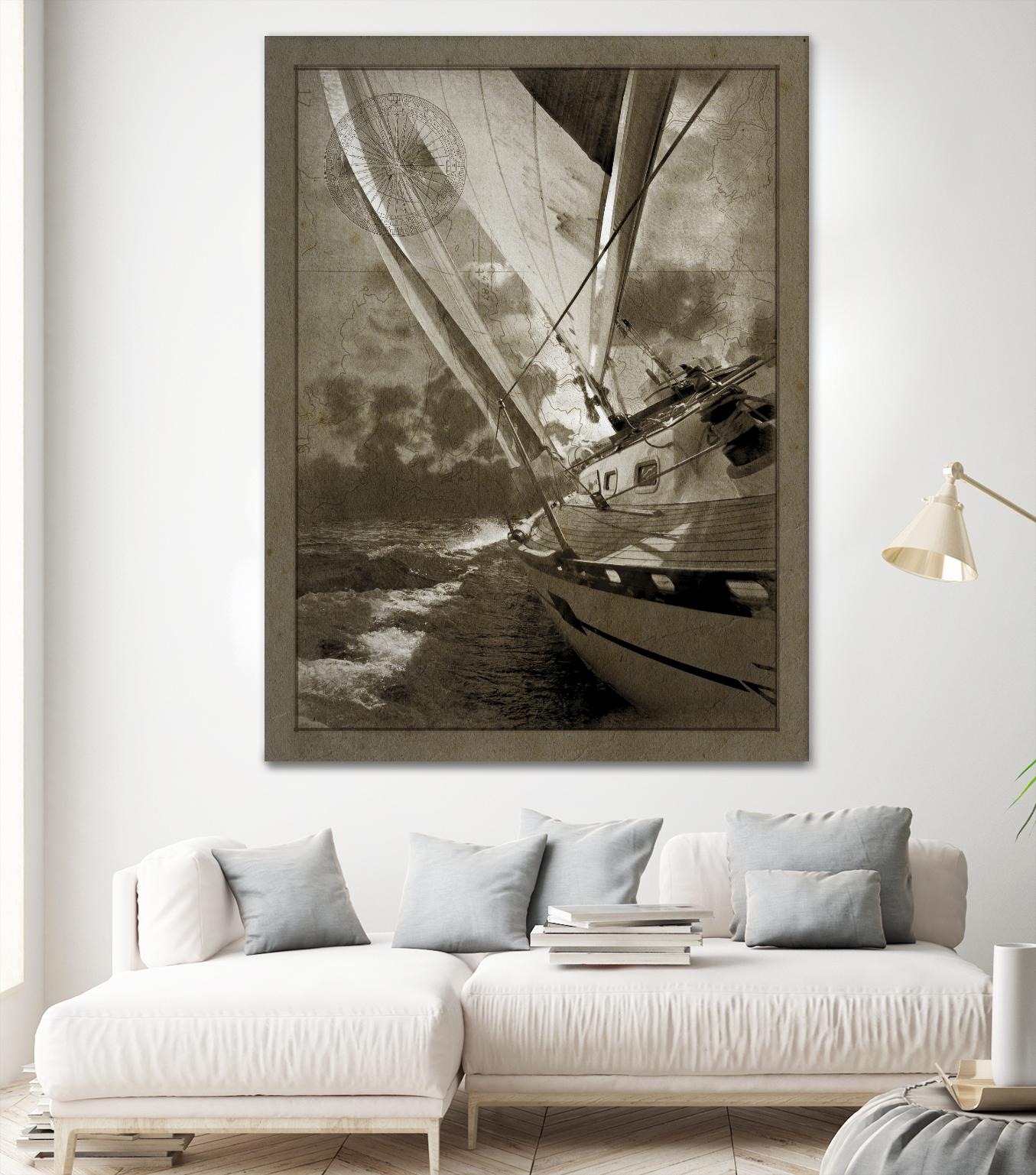 Sailing in Sepia A by GI ArtLab on GIANT ART - brown nautical