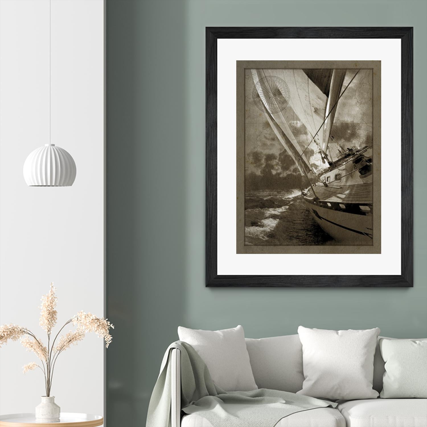 Sailing in Sepia A by GI ArtLab on GIANT ART - brown nautical