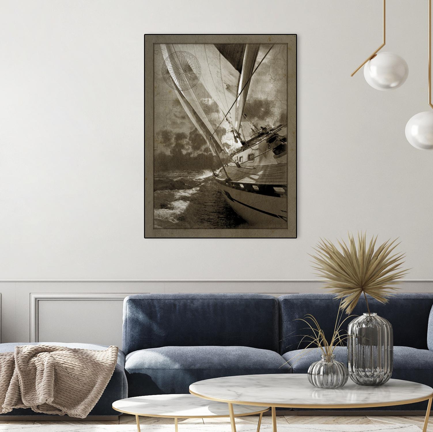 Sailing in Sepia A by GI ArtLab on GIANT ART - brown nautical