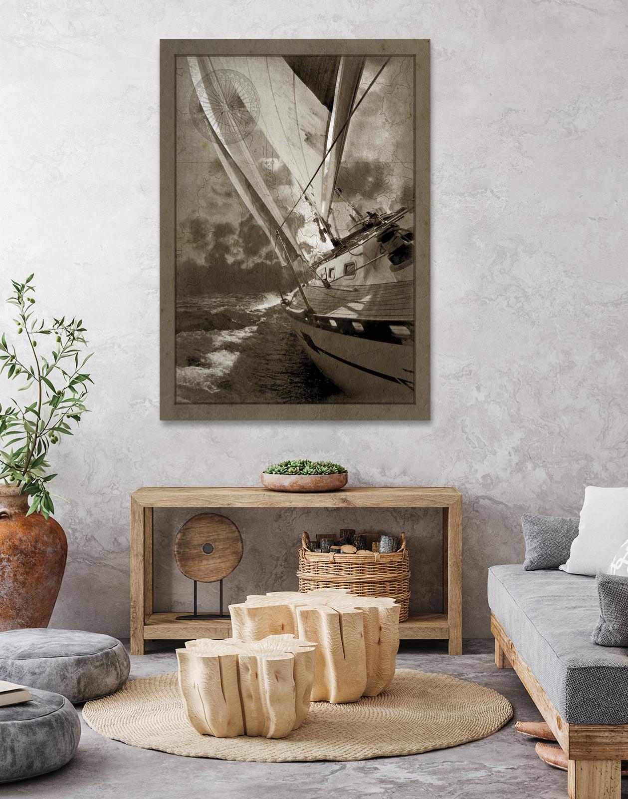 Sailing in Sepia A by GI ArtLab on GIANT ART - brown nautical
