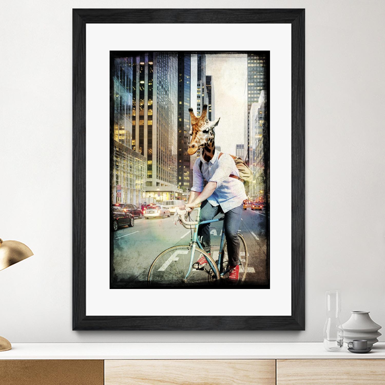 Giraffe on a Bike by GI ArtLab on GIANT ART - black contemporary