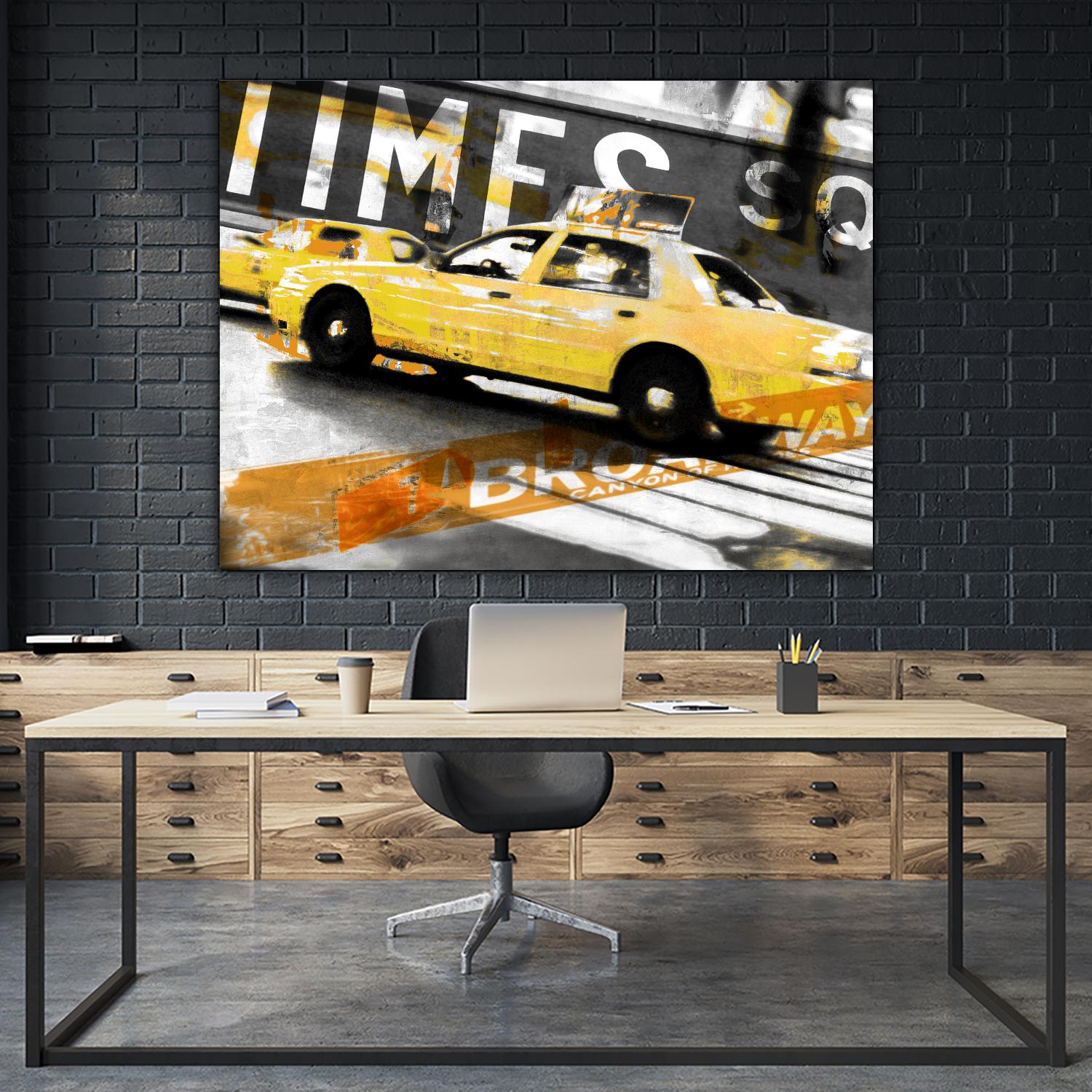 Times Square Taxi by GI ArtLab on GIANT ART - orange city scene