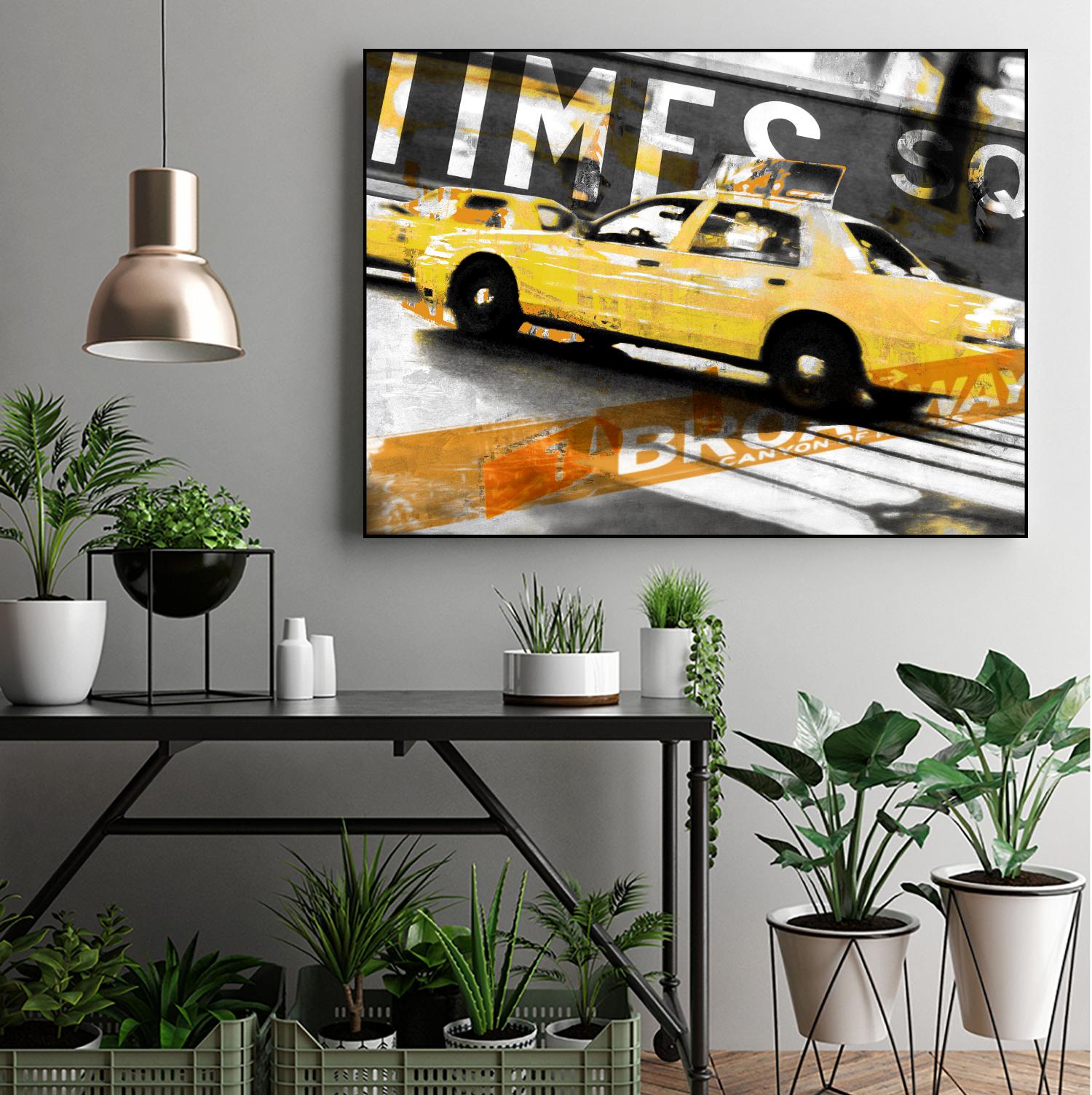 Times Square Taxi by GI ArtLab on GIANT ART - orange city scene